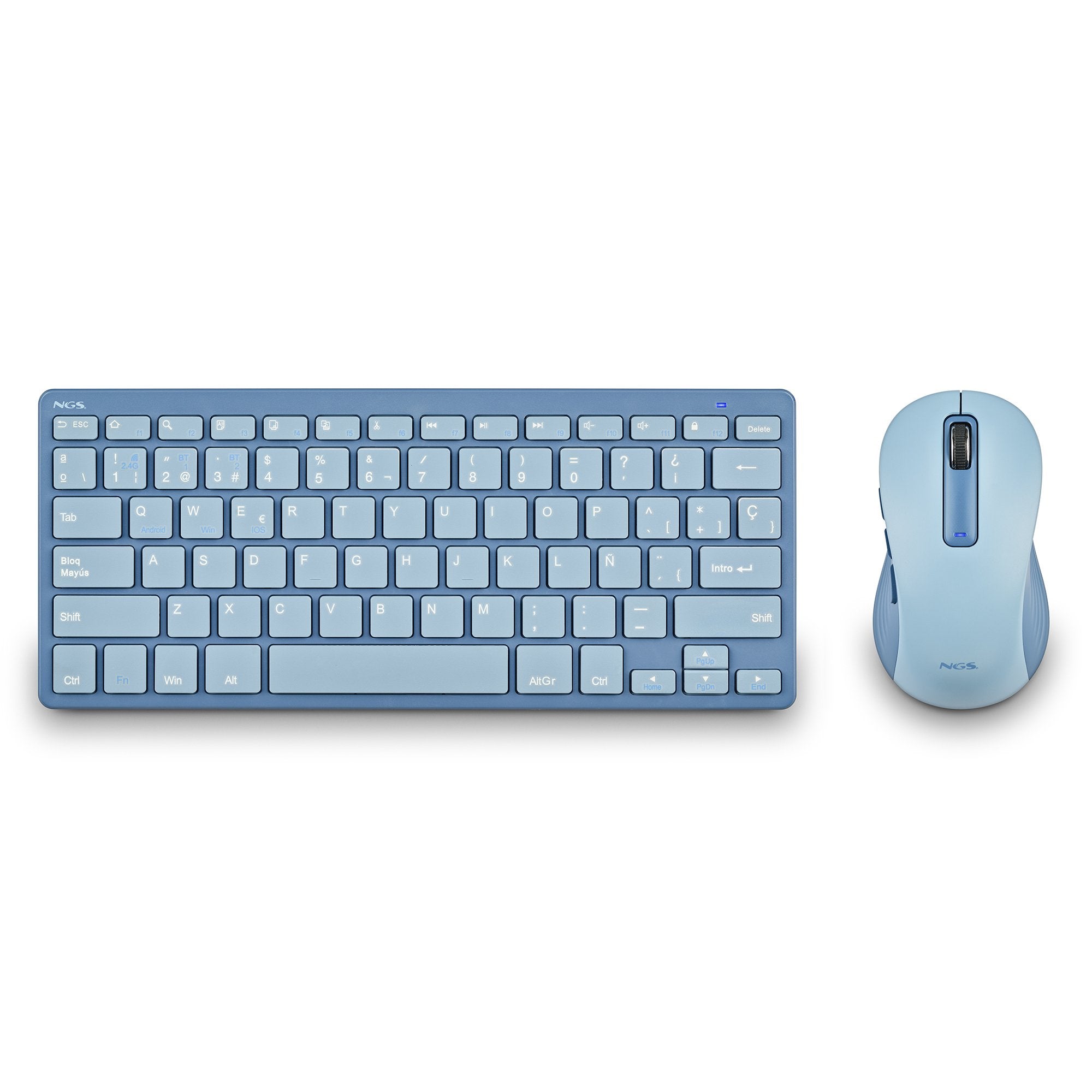 Pack 2en1 (Teclado/Ratón) Inalámbrico Bluetooth Ngs Fantasy (Azul)