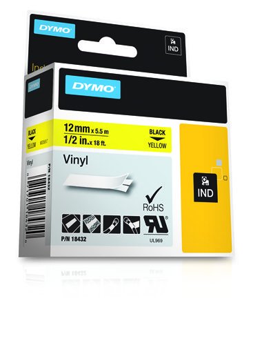 Dymo Rhino Cinta Id1-12 Negro/Amarillo Vinilo