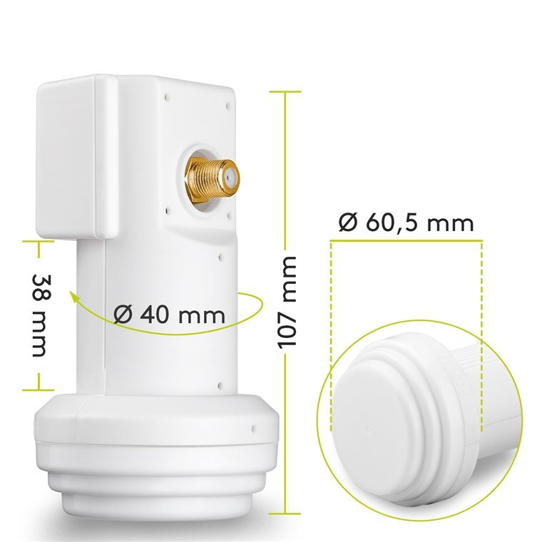 Goobay Sat Universal Single 0.1db Convertidor Low Noise Block (Lnb) 10,6 - 12,75 Ghz Blanco
