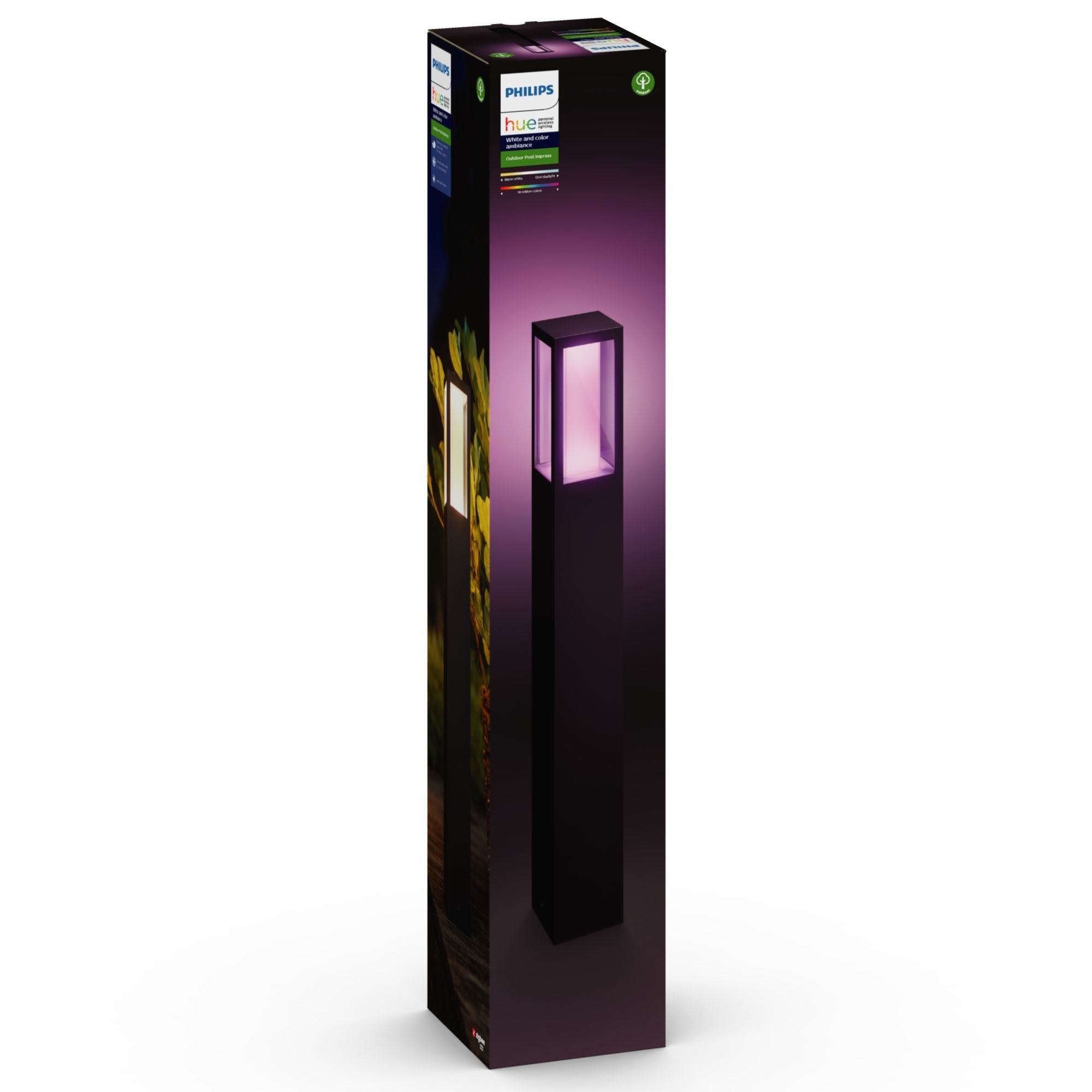 Poste Para Exteriores Philips Impress, Blanco Y Ambiente De Color, Led Integrado De 8 W, Antracita