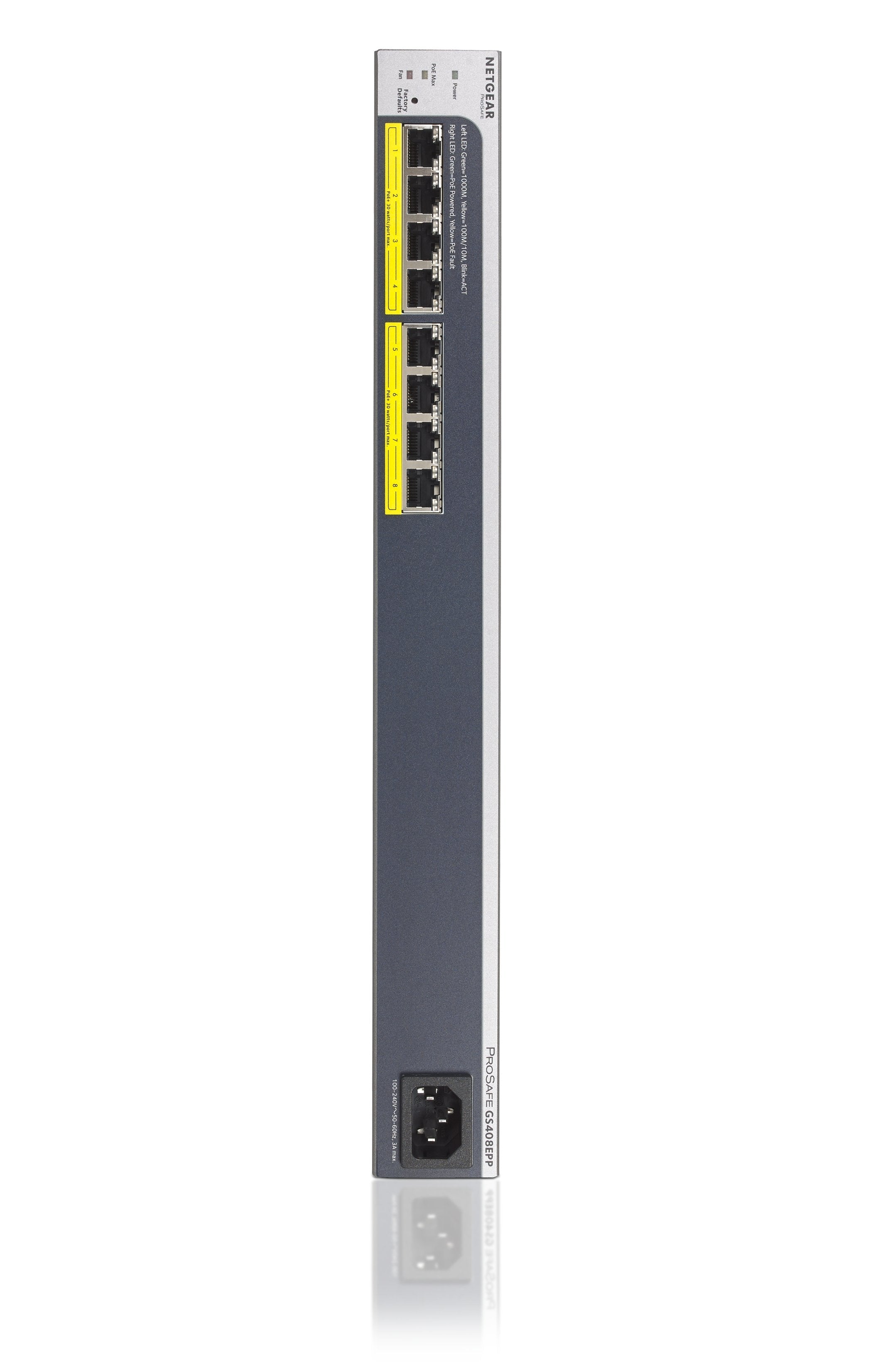 Netgear Gs408epp Gestionado L2 Gigabit Ethernet (10/100/1000) Energía Sobre Ethernet (Poe) Negro, Gris