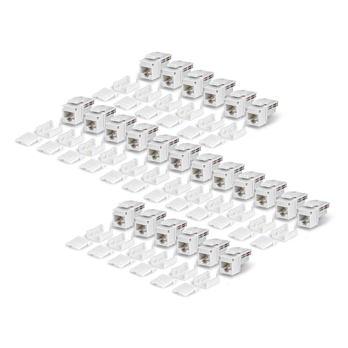 Startech.Com Cat6 Keystone Jack Módulo, Pack De 24 Rj45 Ethernet Keystone Conector Hembra, Utp Cat6 Wandbuchse, 90 Grad 110 Punch Down Conector Hembra, Blanco, Acodado, Blanco, Rj-45, Conector Hembra, 10gbase-T, Cat6, Cat5e