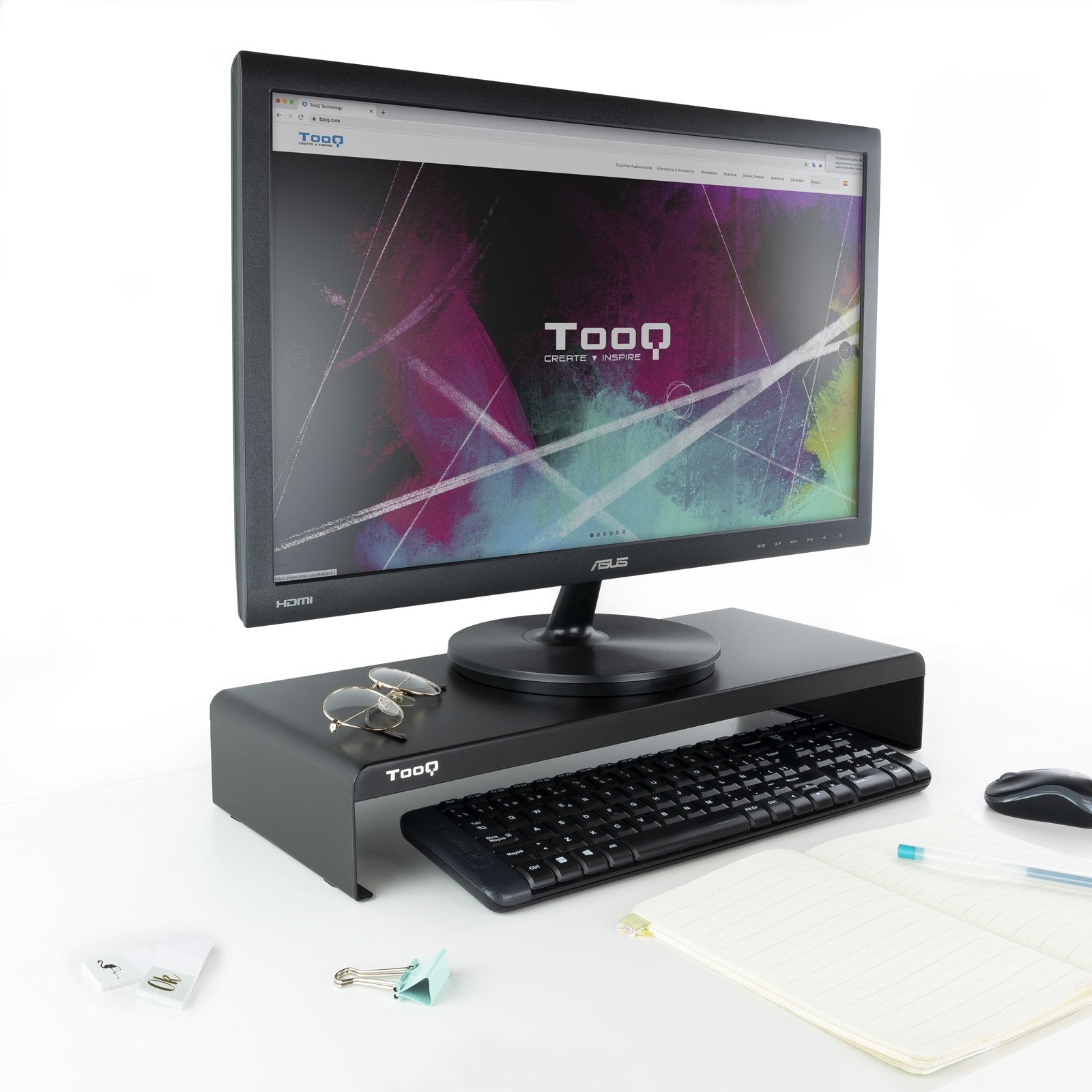 Tooq Soporte Elevador Para Monitor O Portatil - Peso Max. 20kg - Negro