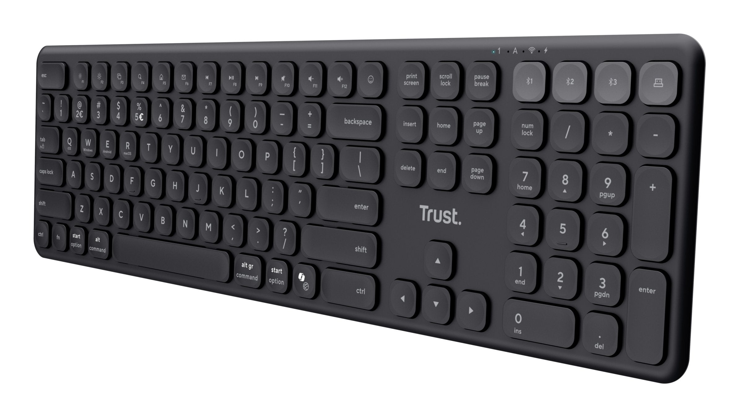 Teclado Trust Vaiya Inalambrico Multidispositivo De Tamaã±O Completo Negro 25511