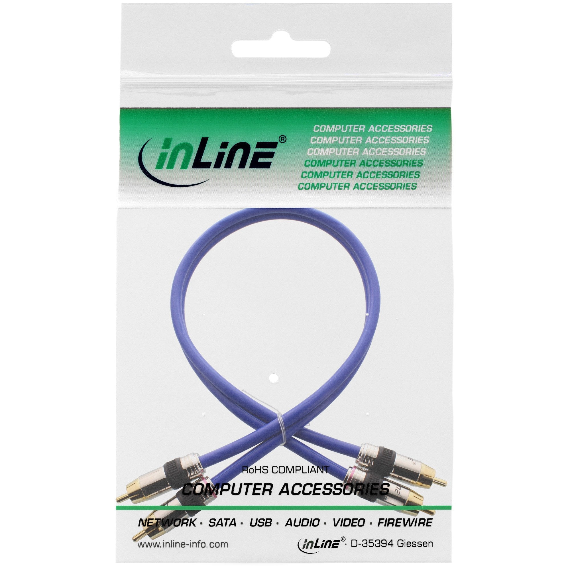 Cable De Audio Inline Premium Rca 2x Rca Macho A Macho 1m