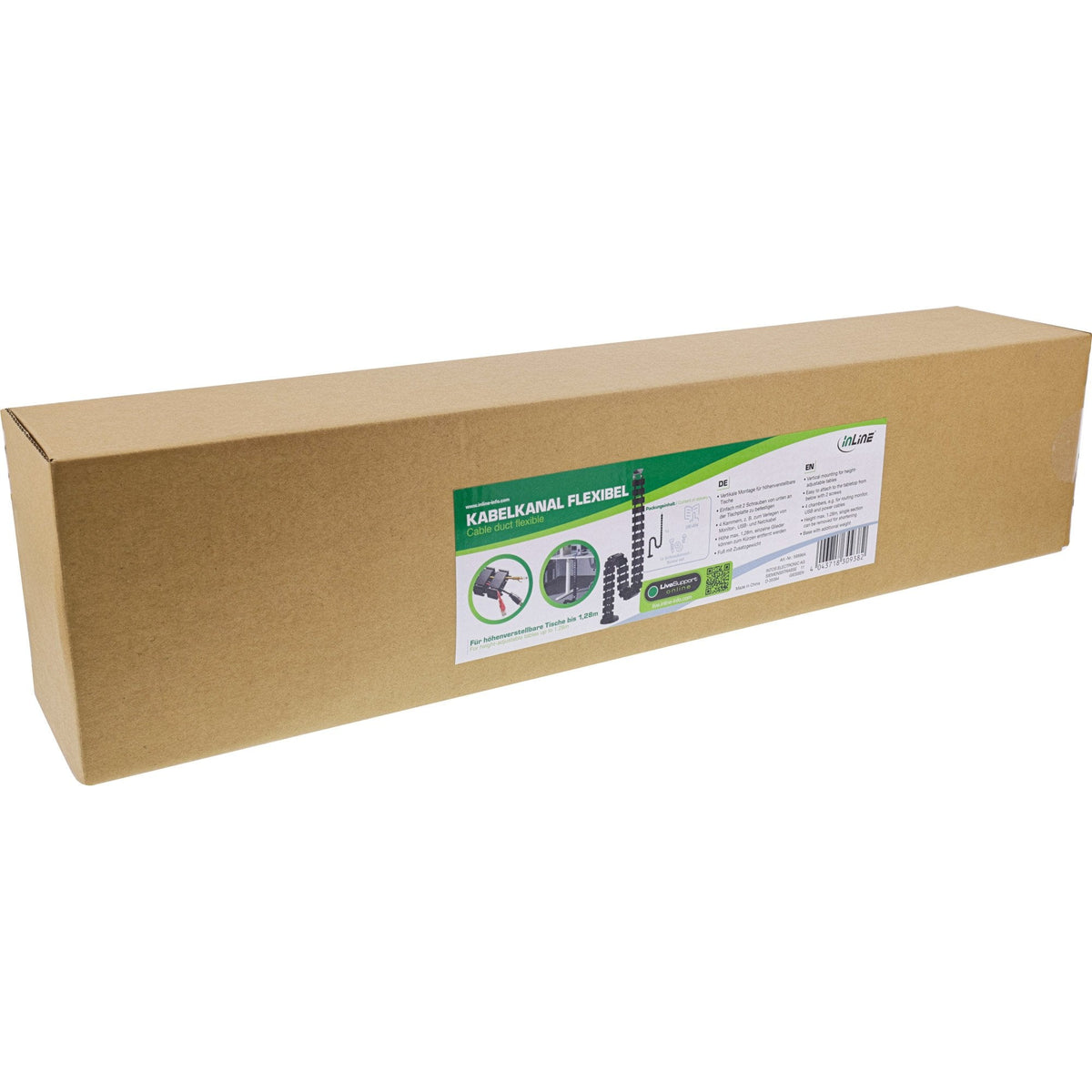 Inline Pasacables Flexible Para Escritorios Regulables En Altura, 4 Compartimentos, 68x36mm Máx. 1,28 M, Negro