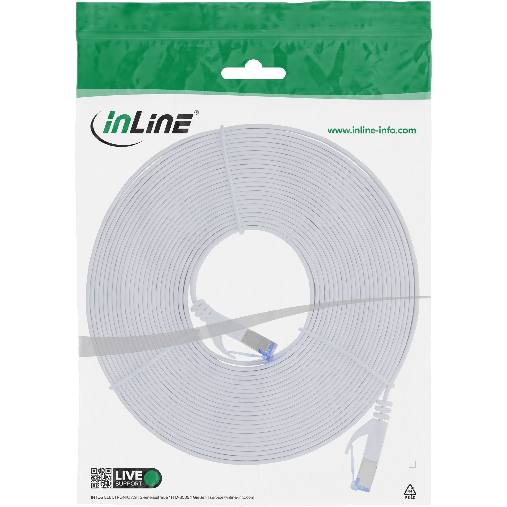 Cable De Red  Plano Inline, U/Ftp, Cat.6a, Blanco, 7 M