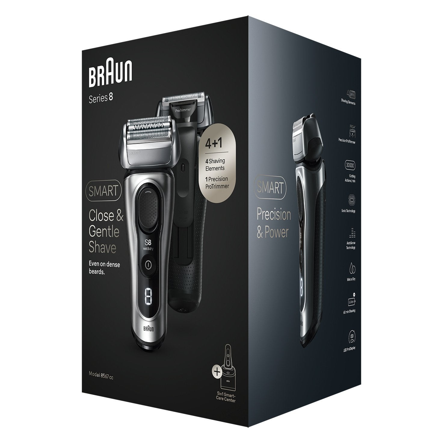 EAN 7500435218207 - Braun Series 8 8567cc Máquina de afeitar de láminas Recortadora Negro, Plata imagen 4