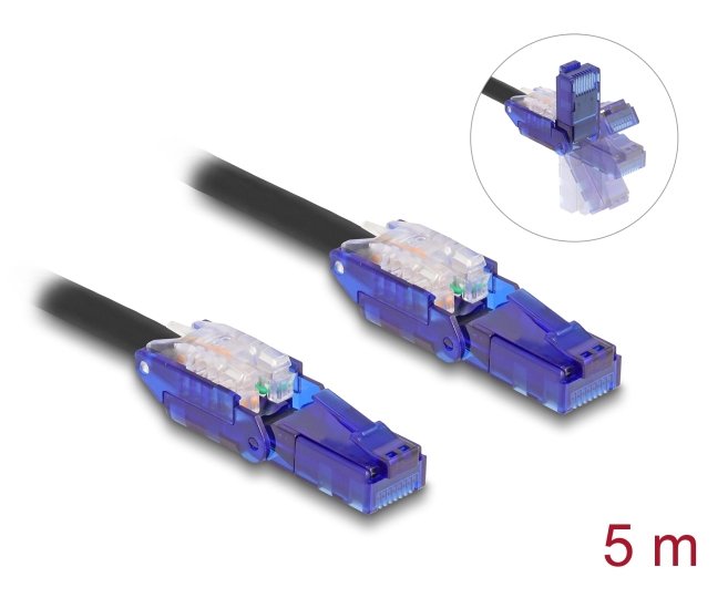 Delock Rj45 Netzwerkcable Cat.6 Utp Mit 180° Winkelbaren Steckern Schwarz 5 M