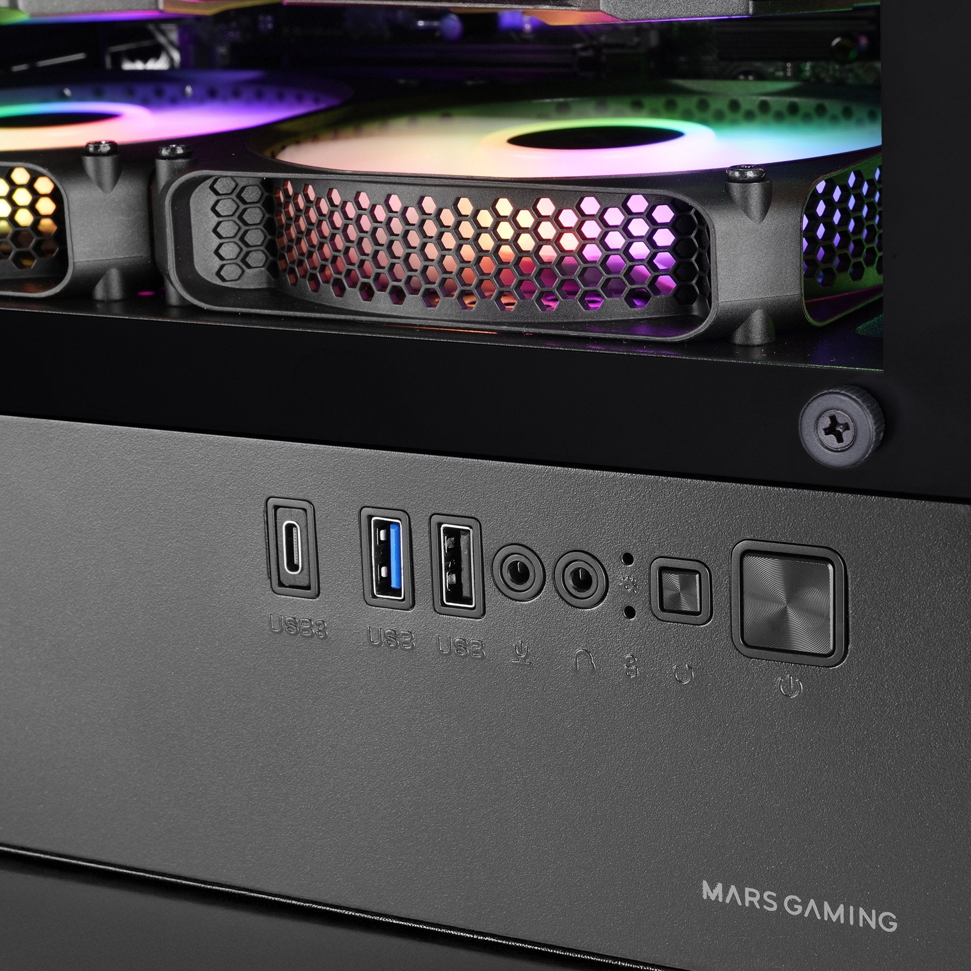 Caja Pc  Microatx Mars Gaming Mc-Vector Gpu Max 282mm Cristal Templado Mesh Argb Usb-C Negra