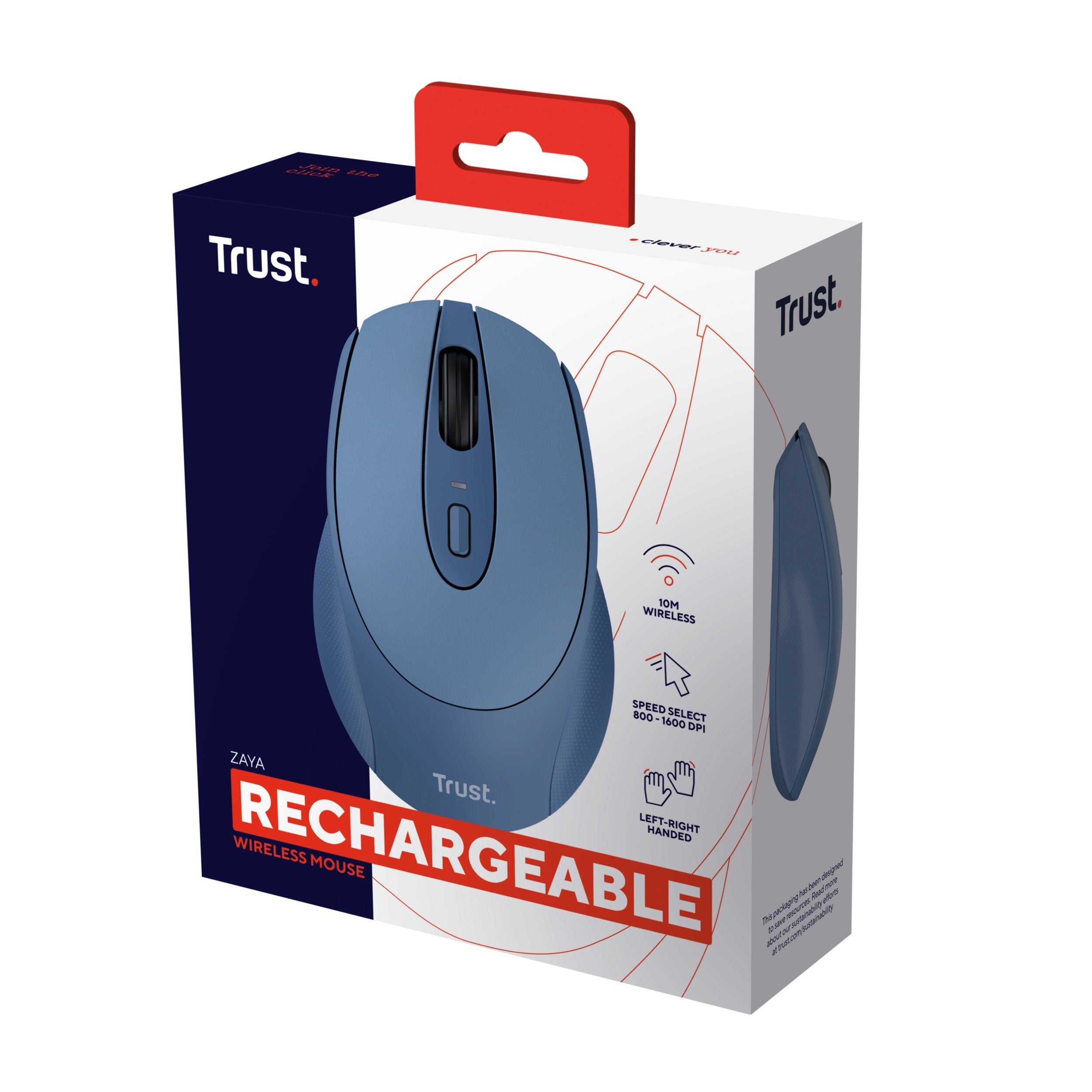 Ratón Inalámbrico Trust Zaya Batería Recargable Hasta 1600 Dpi Azul
