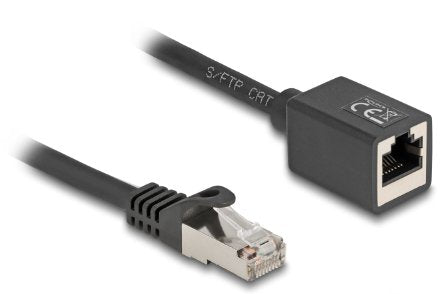 Delock Netzwerk Verlängerungscable Rj45 Stecker Zu Rj45 Buchse Cat.6a S Ftp 5 M Schwarz