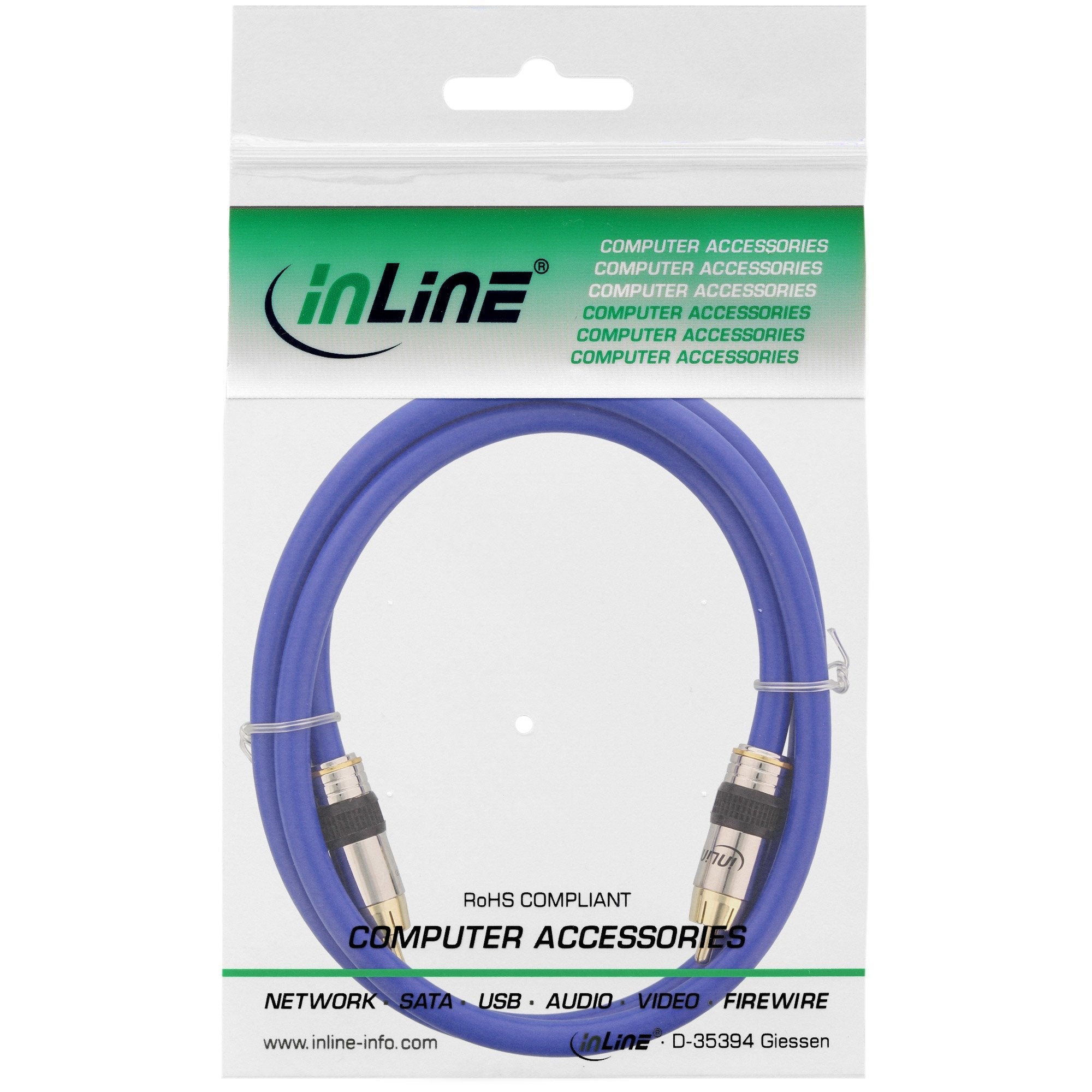 Inline Premium Rca Video & Digital Audio Cable Rca Macho Chapado En Oro 20m