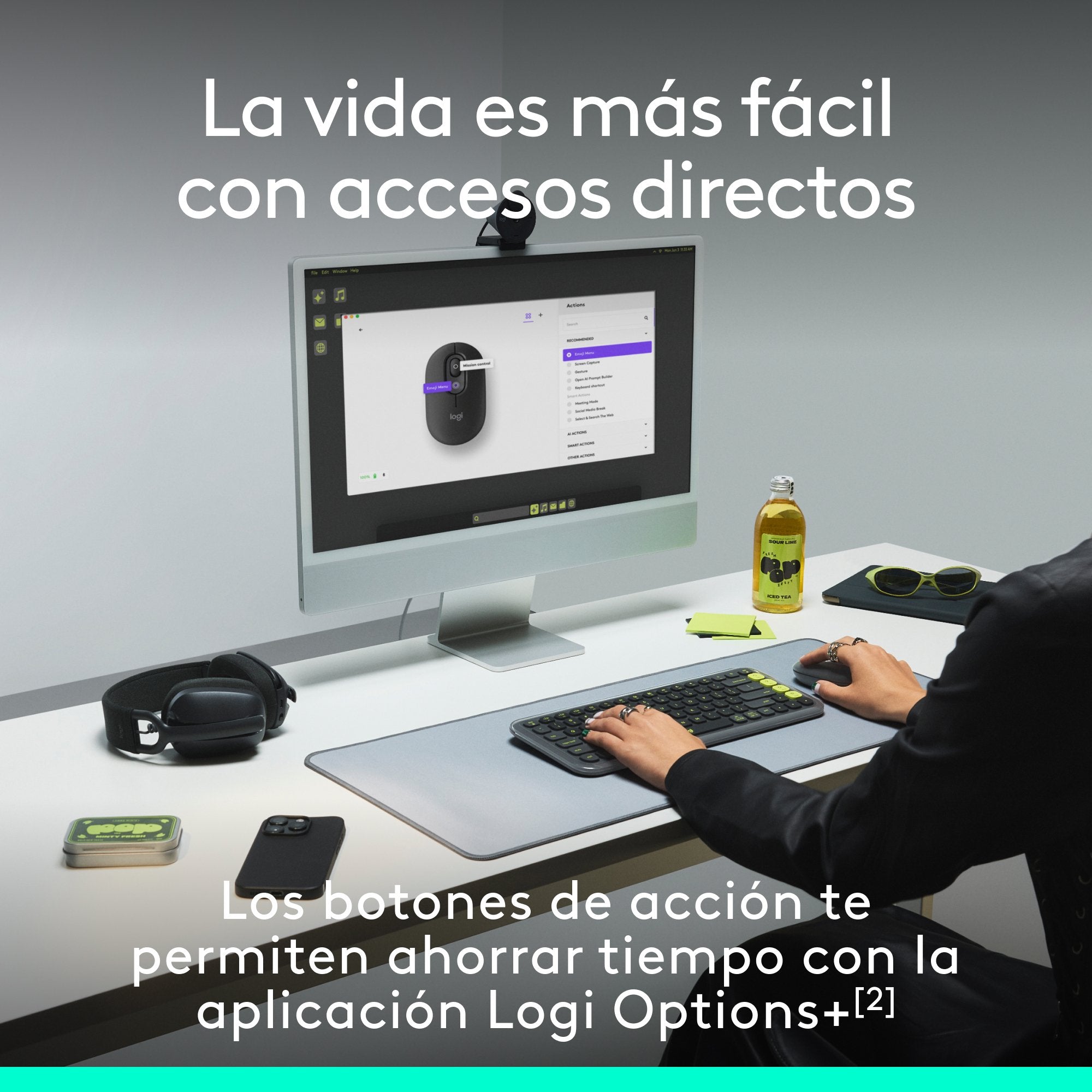 Logitech Pop Mouse, Ratón Inalámbrico Bluetooth Lila