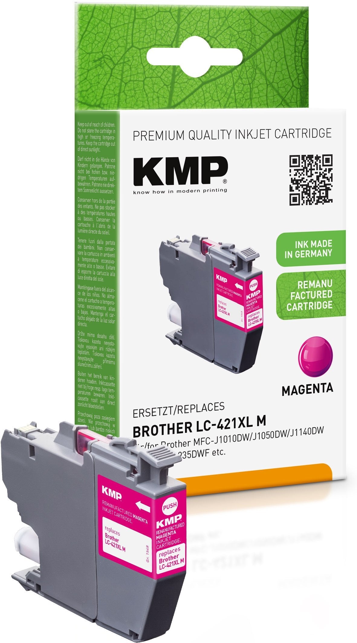 Tinta Kmp Brother Mfc-J1010dw Lc421xlm Magenta 500s. 7ml Remanufactured