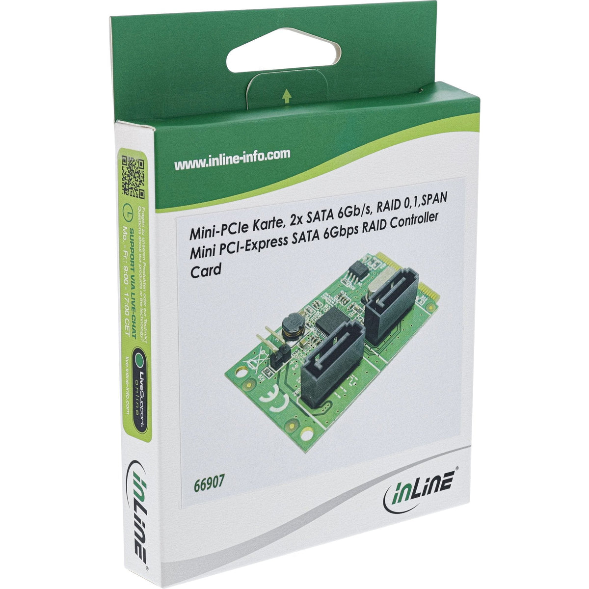 Tarjeta Inline Mini-Pcie 2.0 2x Sata 6gb/S Raid 0 / 1 / Span