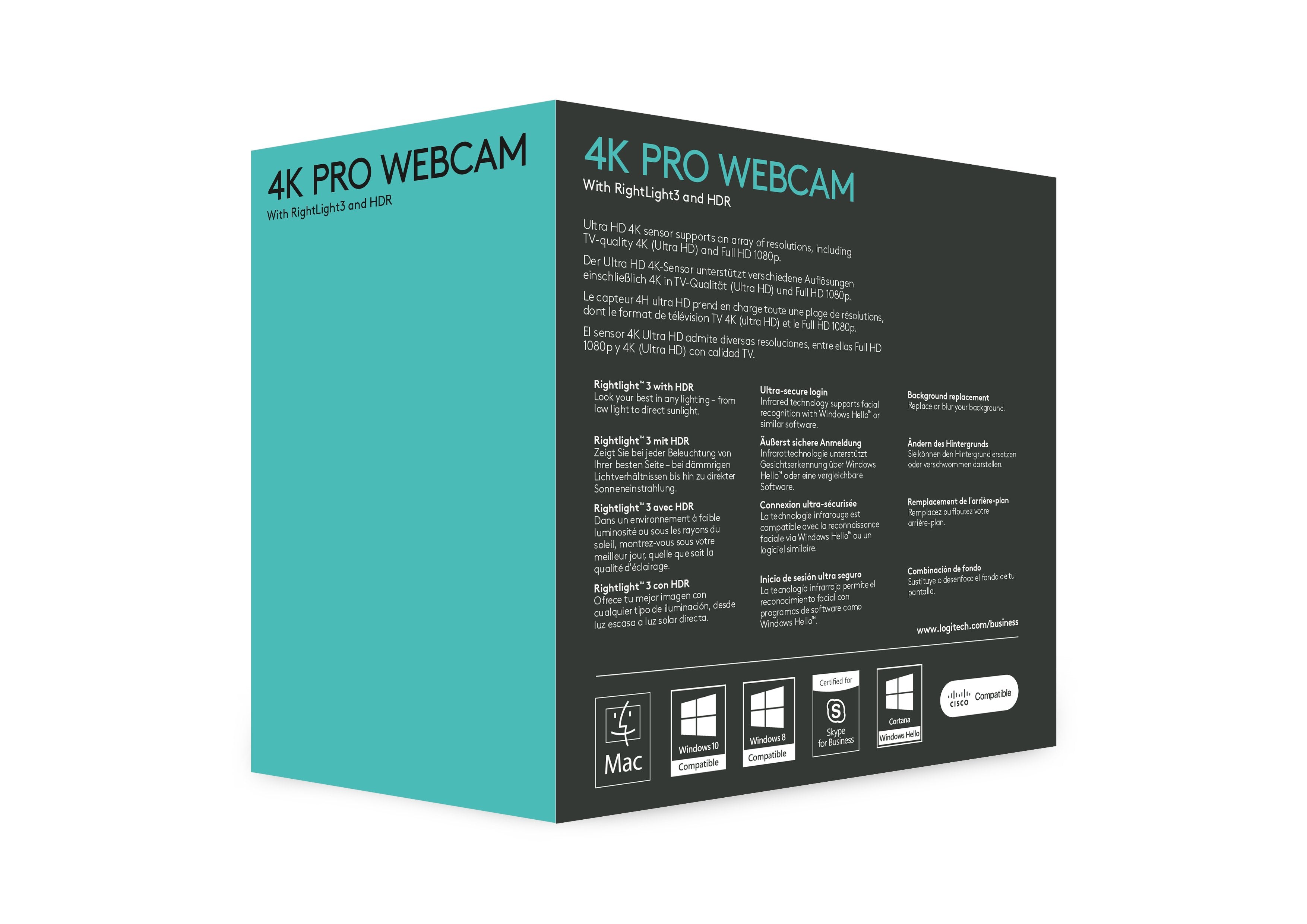 Logitech Webcam Brio Reslolucion 4k 90º Vision , Zoom Digital 5x, Enfoque Automatico