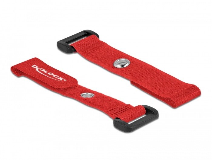 Delock Klett-Cablebinder Mit Schlaufe Und Befestigungsöse L 150 X B 20 Mm Rot 5 Stück
