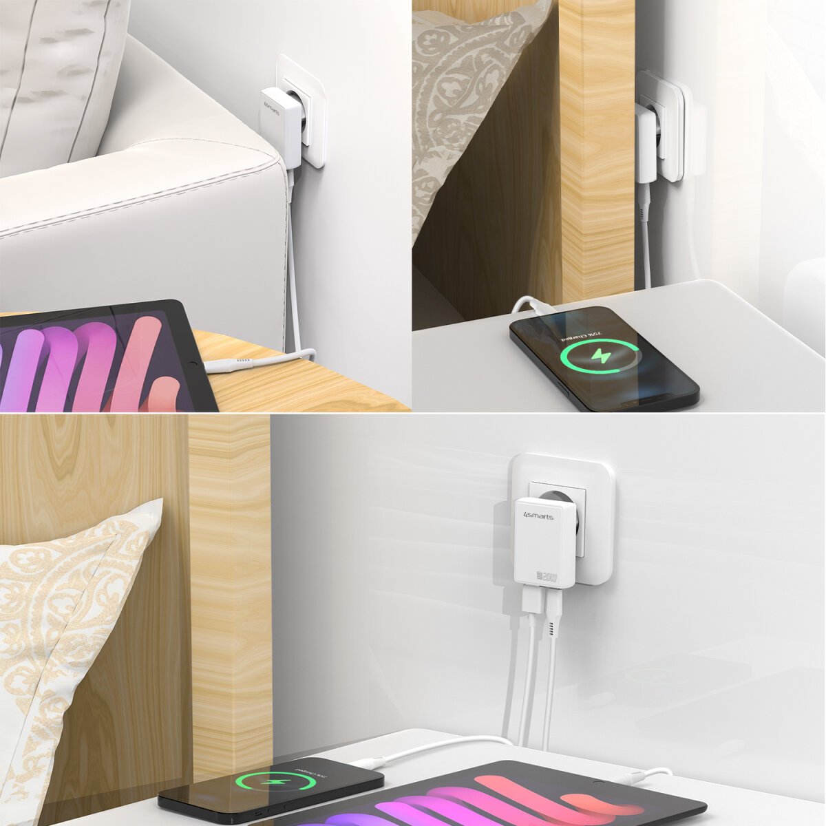4smarts Netzladegert Flatplug Duos 20w Gan 1c+1a, Wei
