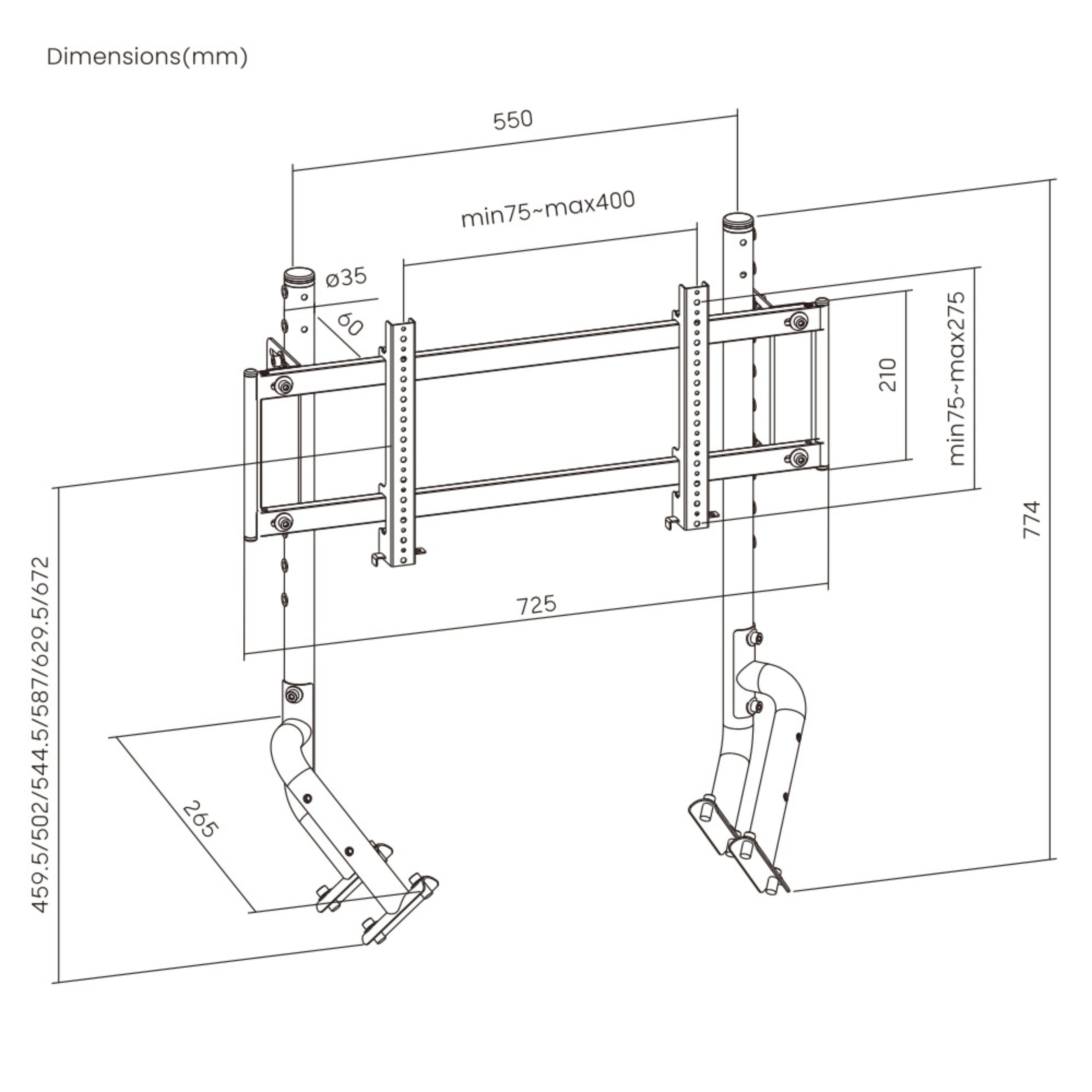 Soporte Oplite Op-R8-Smsb Para Monitor  57" Escritorio Negro