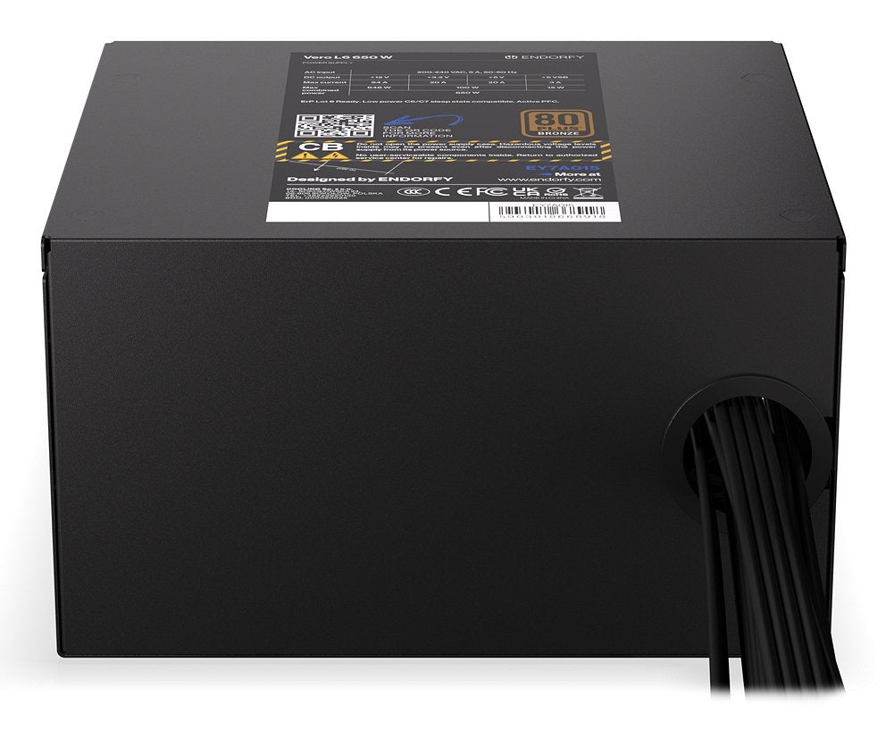 Endorfy Vero L6 650 W (Negro, 1x 12-Pin High Power Gpu, 2x Pcie, 650 Watt) Ey7a015