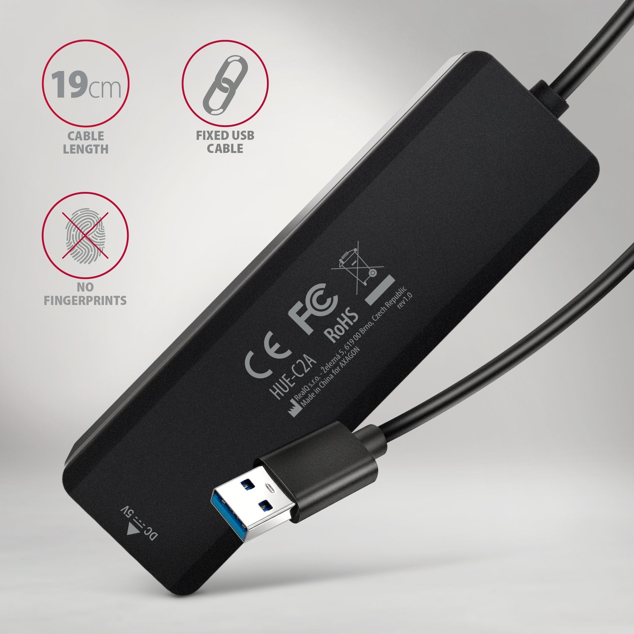 Hub 4-Portowy 5gbps 2x Usb-A 2x Usb-C, Usb-C Power In 19 Cm Kabel Hue-C2a