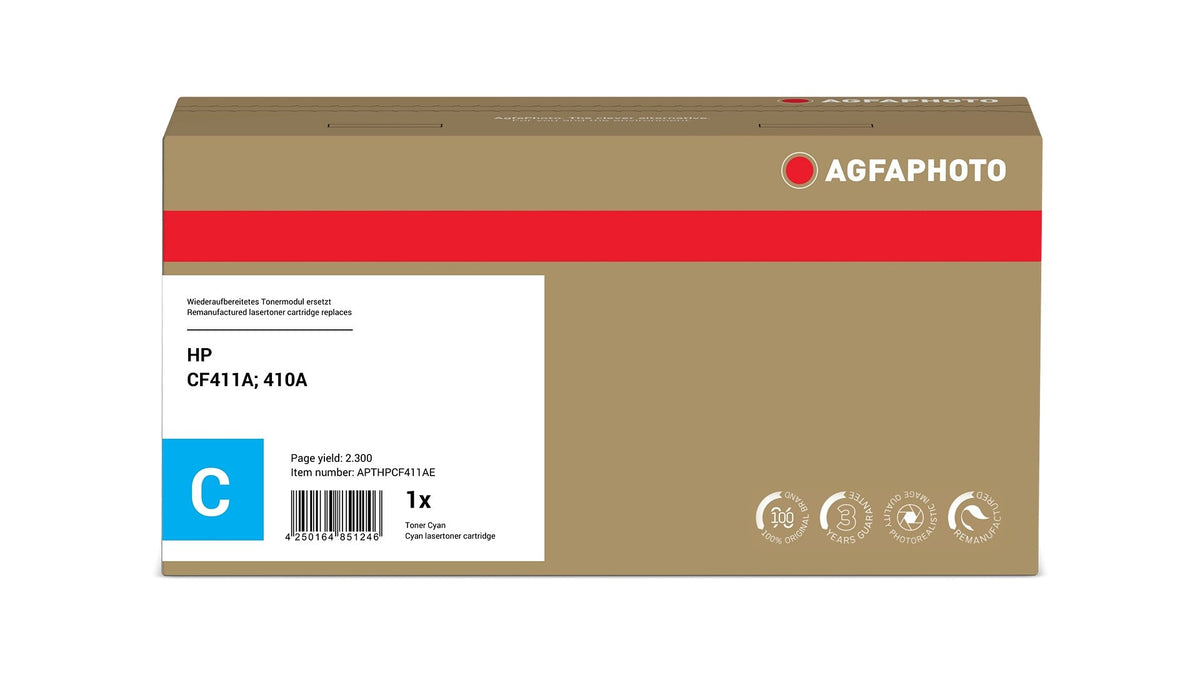 EAN 4250164851246 - AgfaPhoto APTHPCF411AE cartucho de tóner 1 pieza(s) Compatible Cian imagen 2