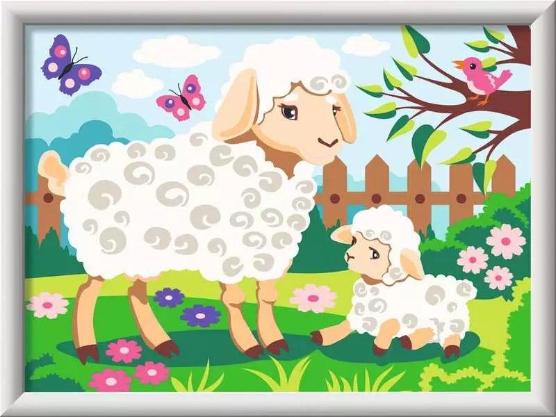 Pintura De Ravensburger Para Números - Ovejas Con Cordero 23764