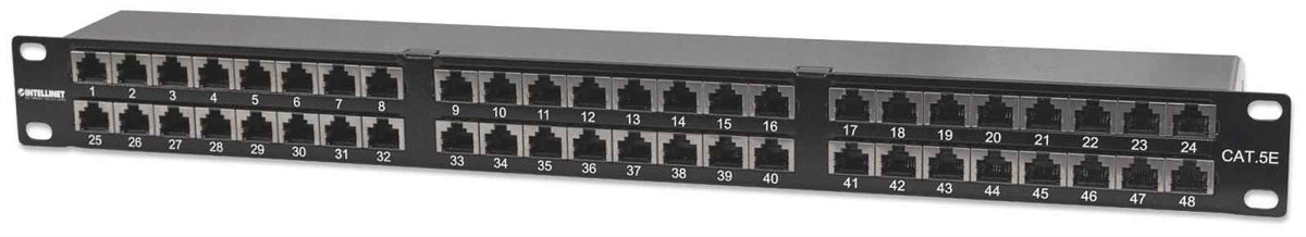 Intellinet 48-Port Cat5e Patchpanel, Apantallado, Ftp, 19", 1 He, Klemmleisten Con 90 Grados Abgewinkelten Kabeleinführungen - Patch Panel - Cat 5e - Ftp - Rj-45 X 48 - 1u - 48.3 Cm (19")