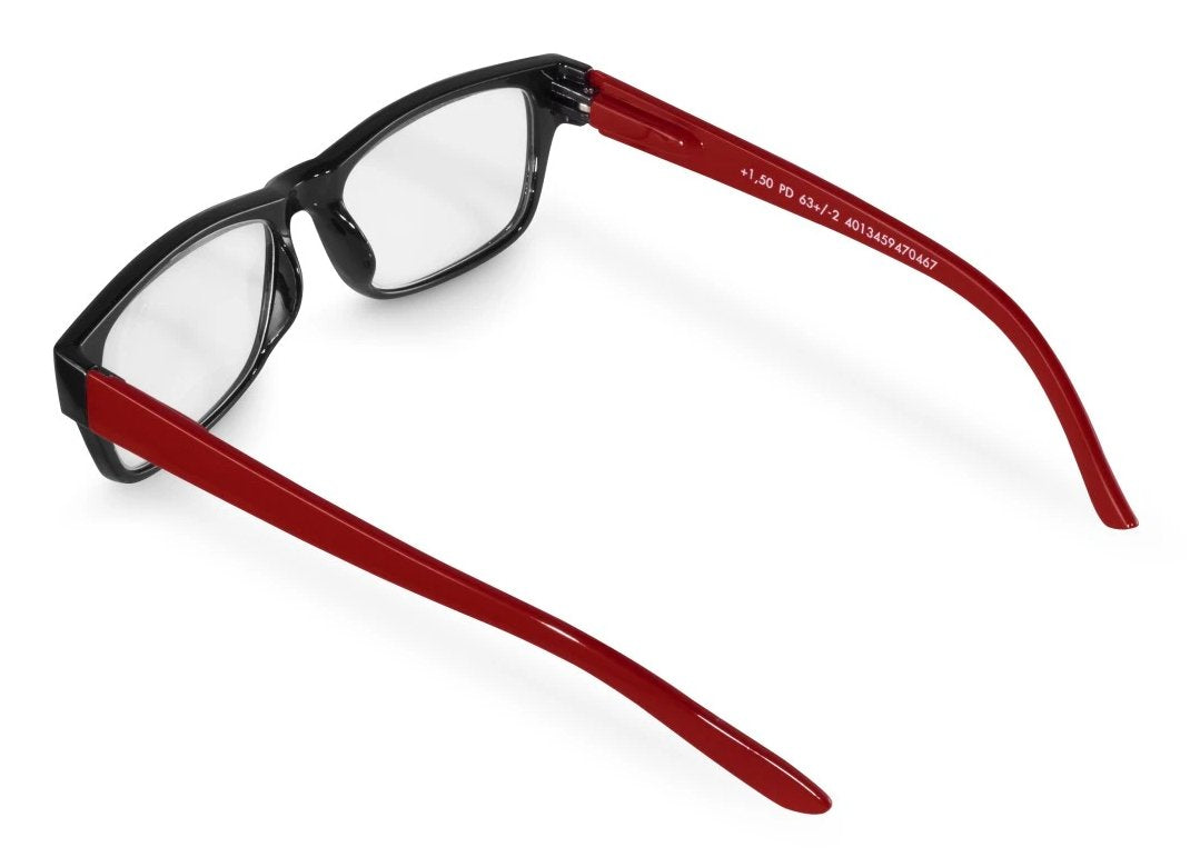Hama Gafas De Lectura De +1.5 Dioptrias - Montura De Plastico Reciclado - Unisex - Negro Y Rojo