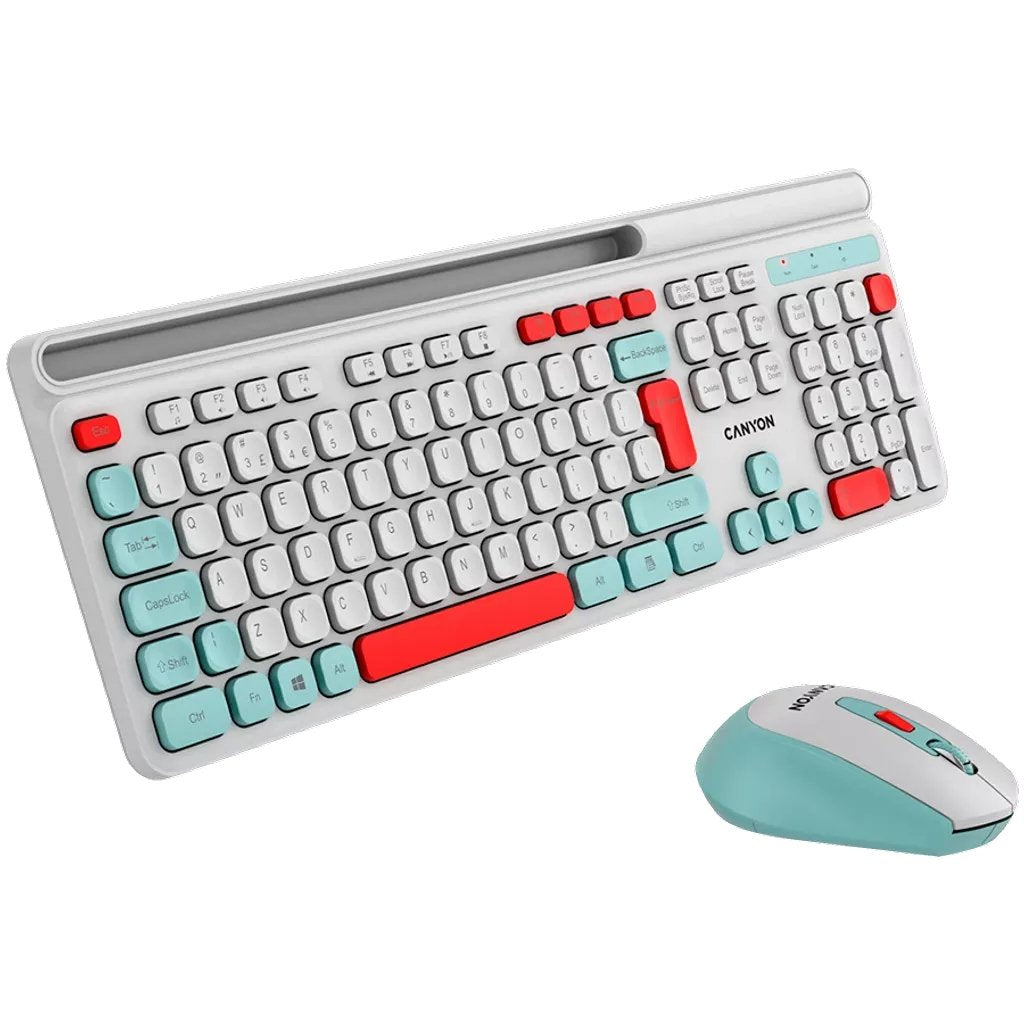 Canyon Hset-W5 En Keyboard+Mouse Aaa+Aa Wireless White