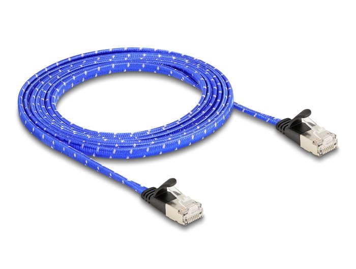 Delock Rj45 Cable De Red Plano Trenzado Cat.6a U/Ftp 2 M Azul