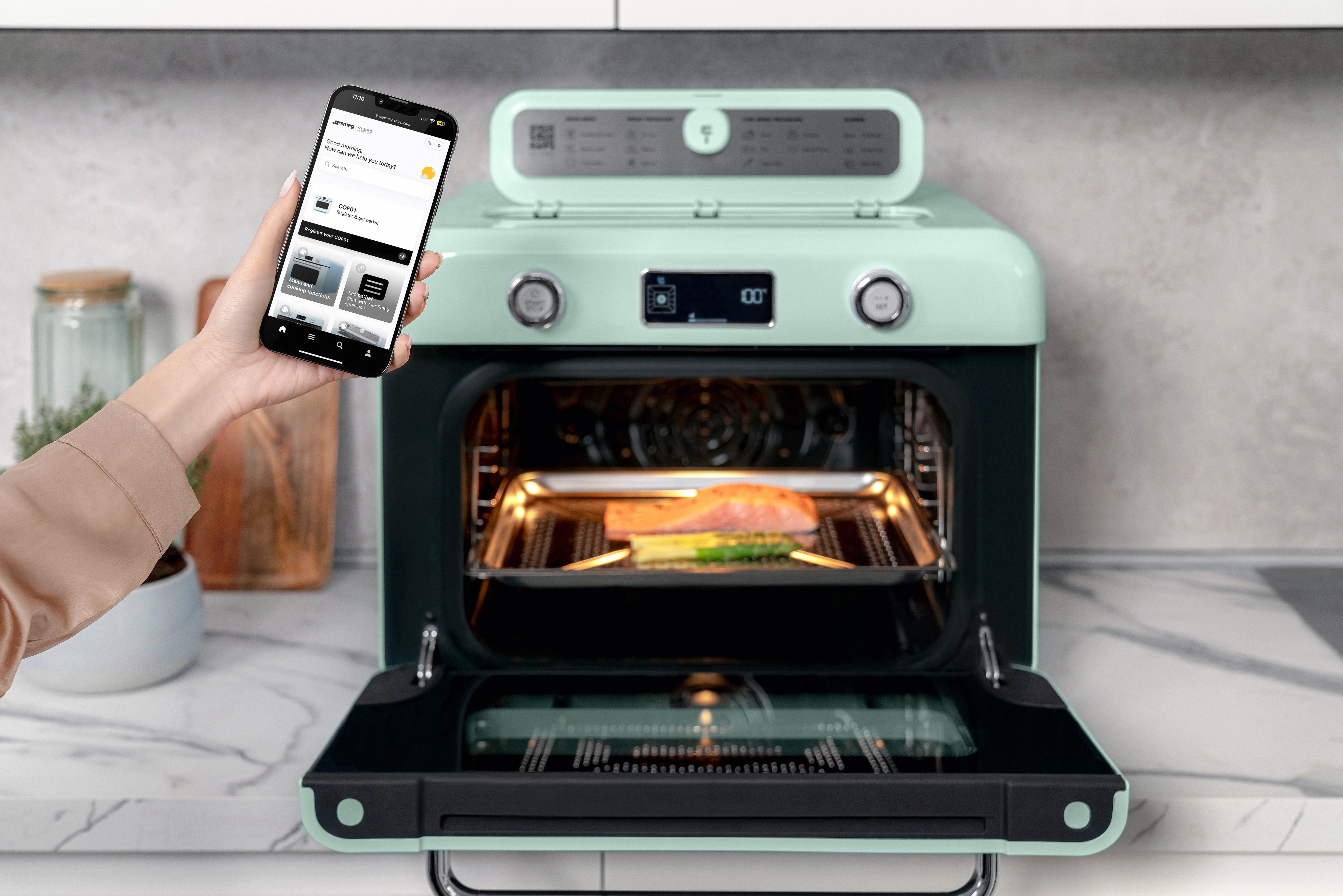 EAN 8017709333881 - Smeg COF01PGEU horno de vapor Pequeño Verde Botones, Giratorio imagen 18