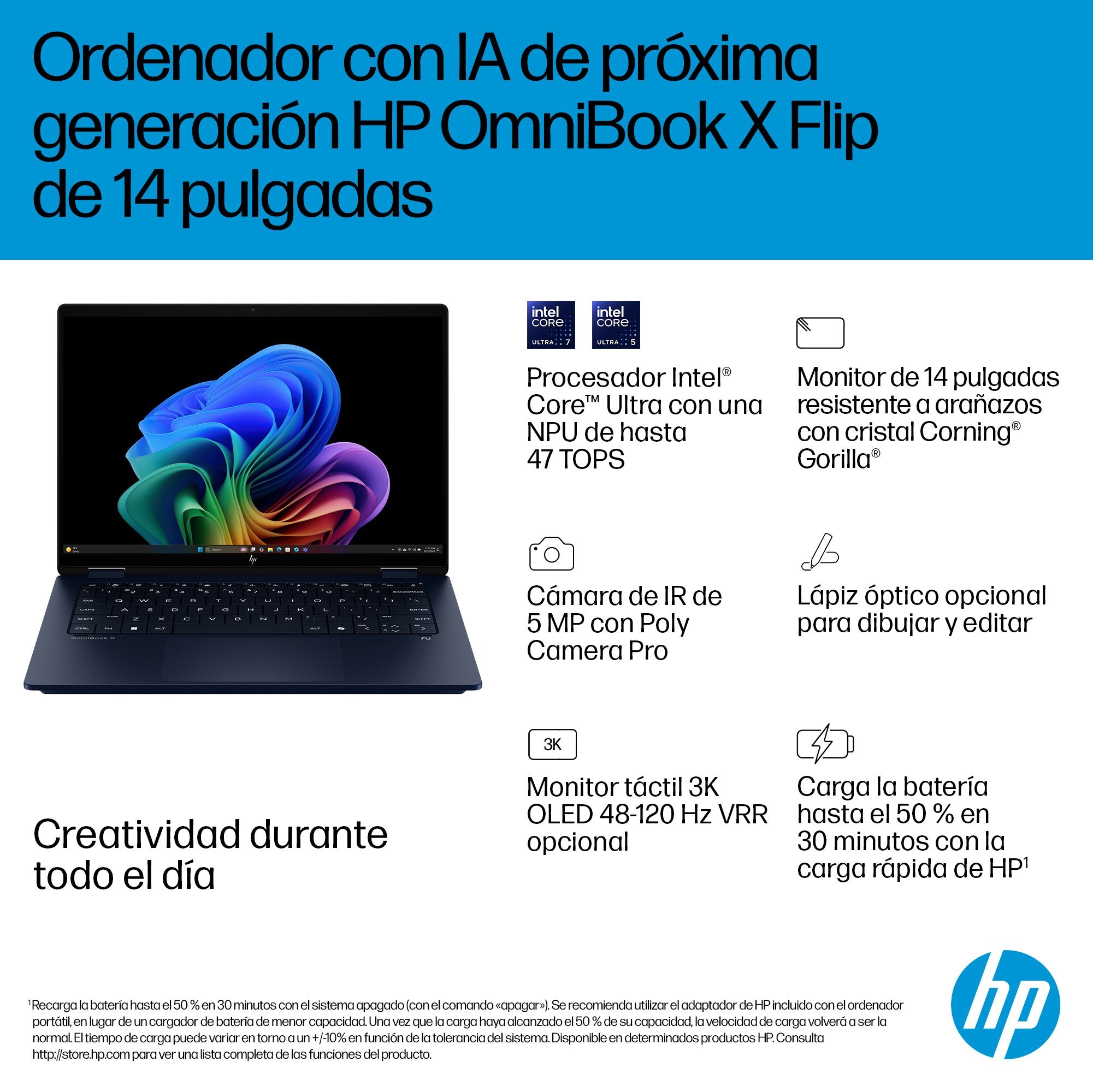 EAN 0199251569180 - HP OmniBook X FlipNGAI 14-fm0009ns Copilot+ PC Intel Core Ultra 7 258V Híbrido (2-en-1) 35,6 cm (14") Pan imagen 4