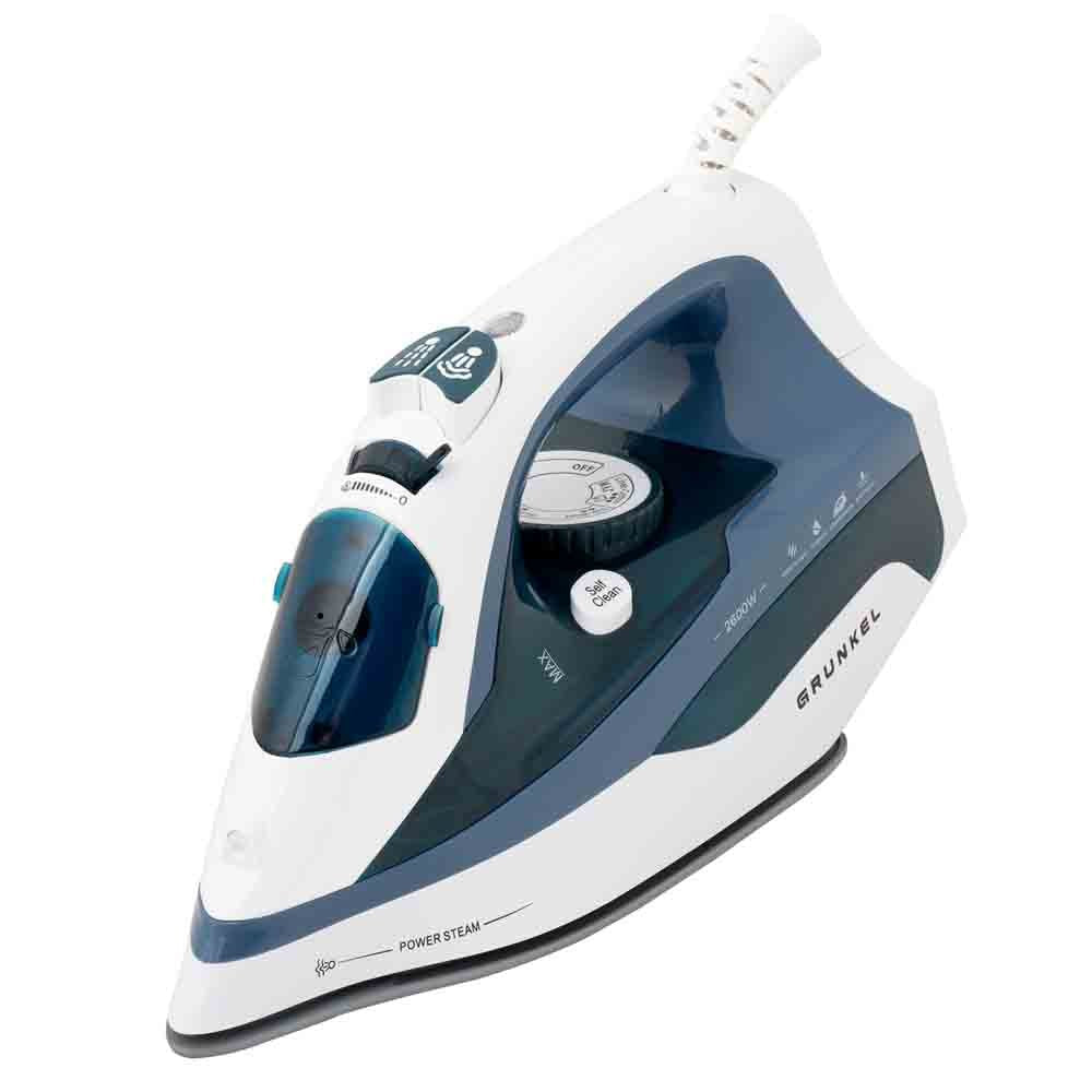 Plancha De Vapor Grunkel 2600w Suela Cerámica Azul Pl-2600ce