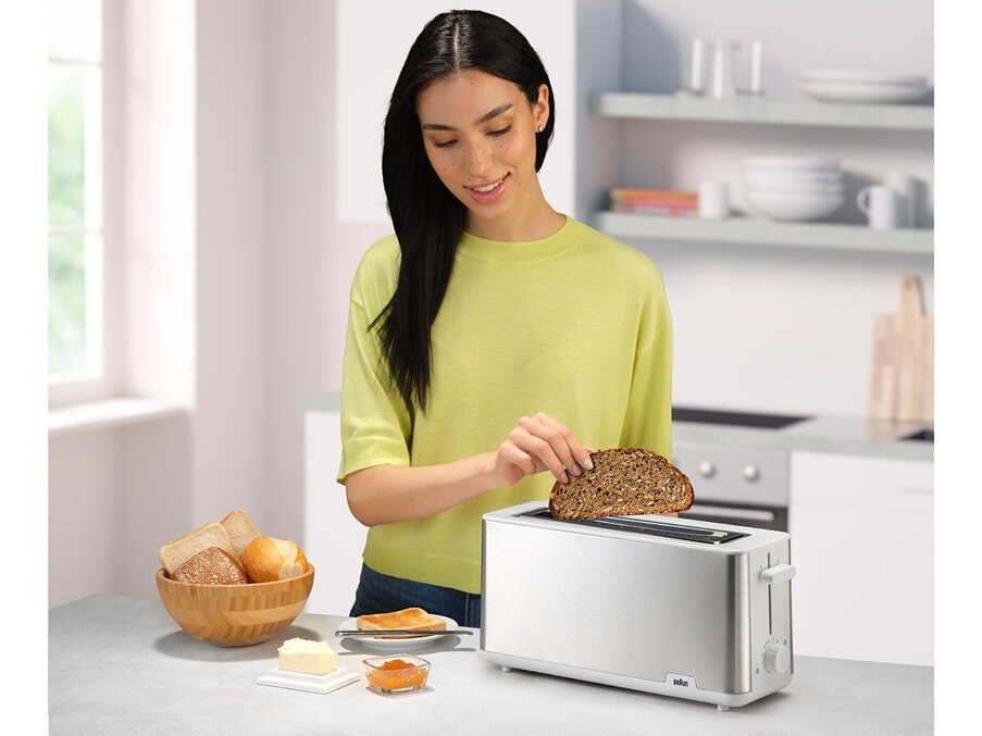 Braun Langlitz-Toster Purshine Ht 1610 Wh Acero Inoxidable/Blanco, 1,030 Vatios, Para 2 Rodajas Tostadas 0x23010044