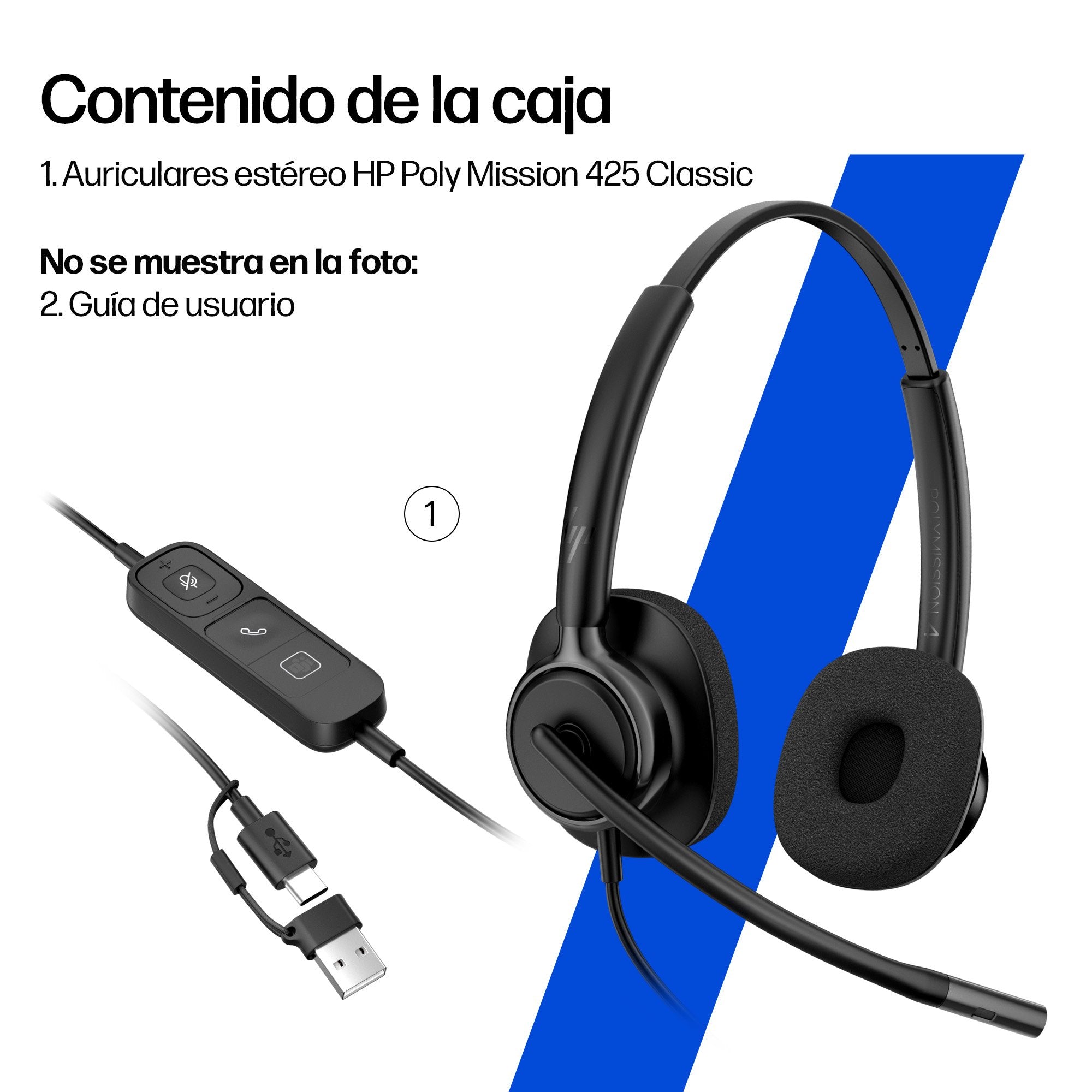 EAN 0199896046411 - HP Poly Mission 415 Monaural USB Wired Headset Negro imagen 4