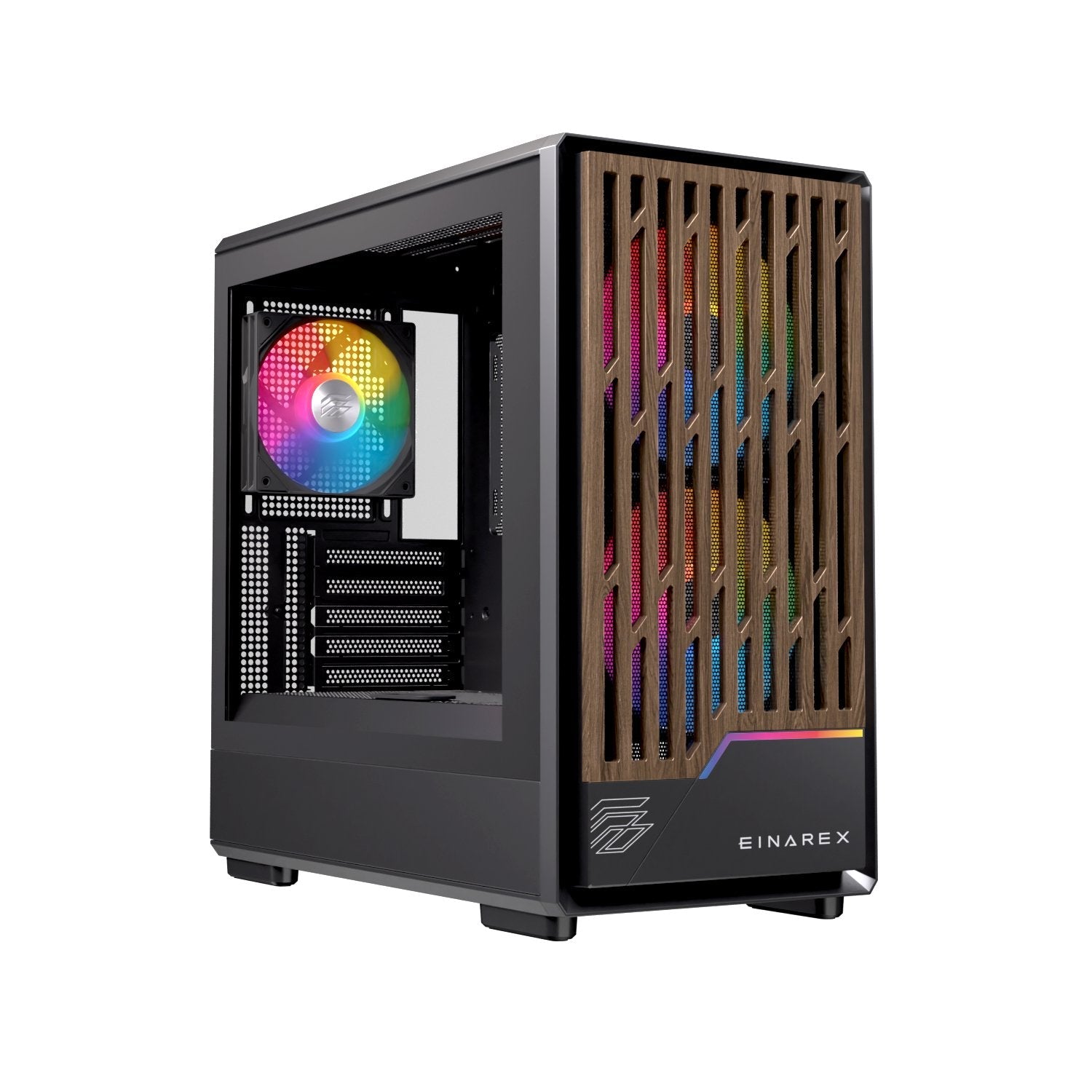 Caja Micro-Atx Semitorre Einarex Pm400 Rgb 3 Fans Negra Excs-Pm-400r-B