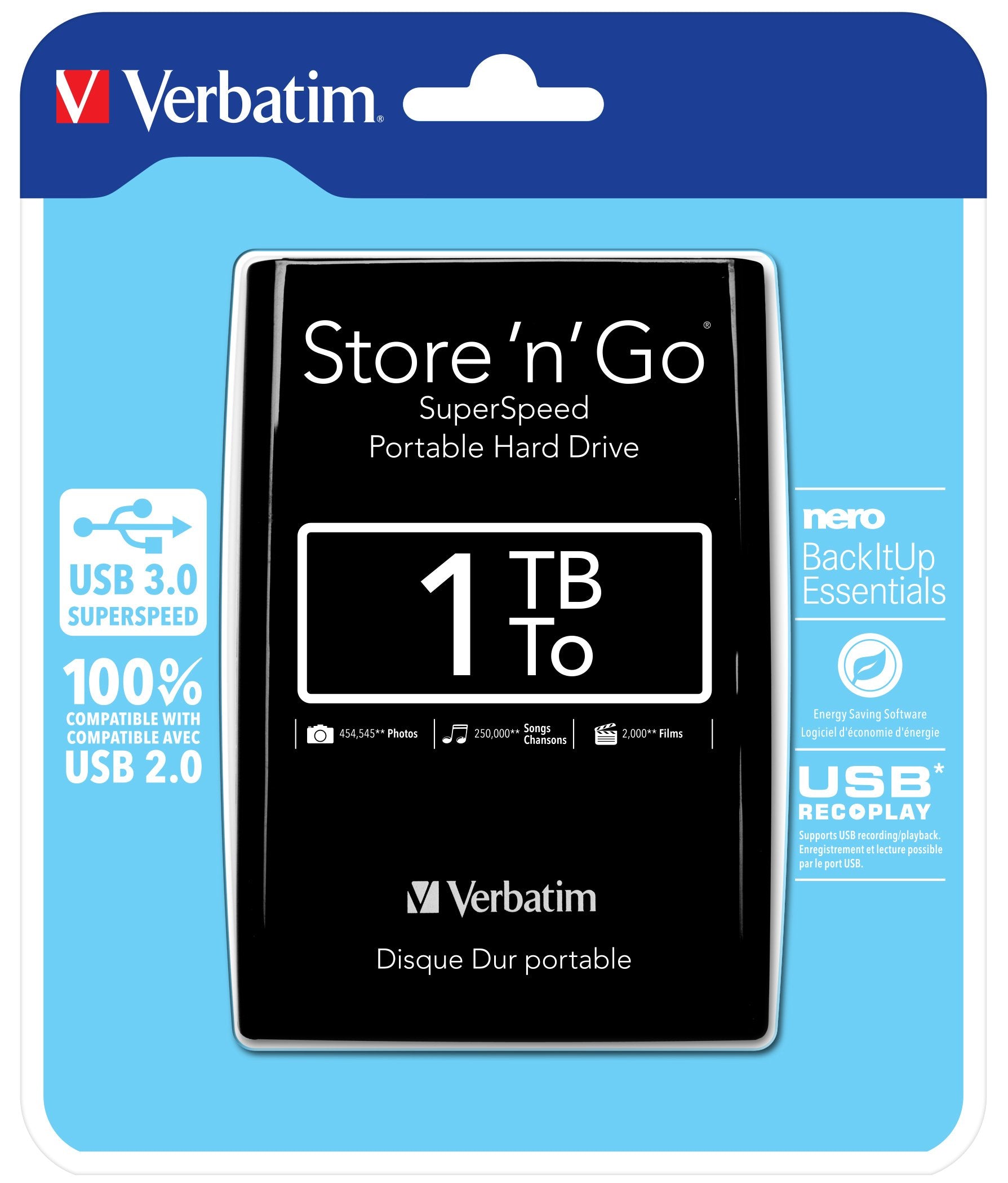 Disco Externo Hdd Verbatim Portátil Store 'N' Go Usb 3.0 De 1 Tb En Color Negro