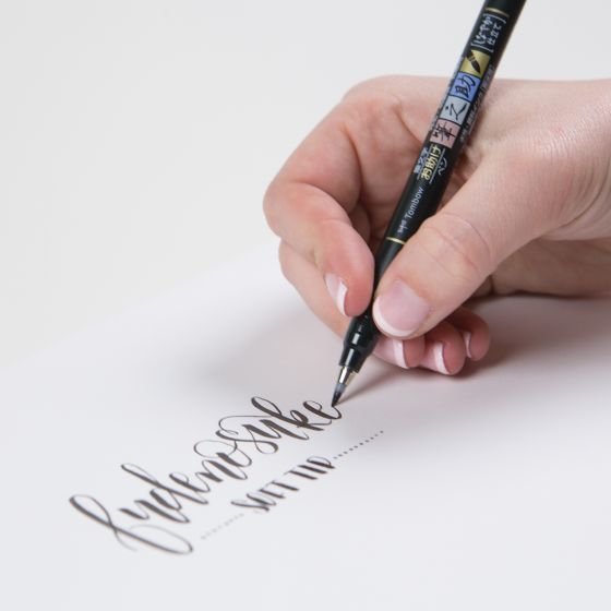 Tombow Fudenosuke Rotuladores Caligrafía Punta Elástica Dura Estuche De 6 C/Surtidos Neón