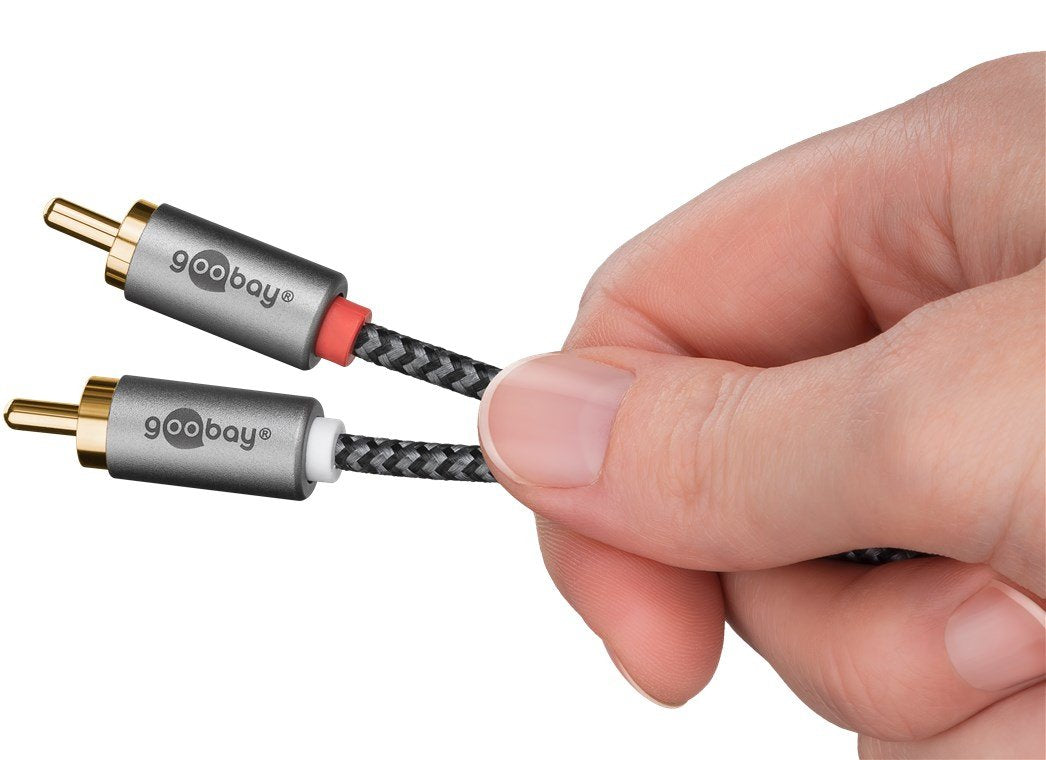 Goobay Más Cable De Cable Cinch Estereo Negro/Plateado, 5 Metros 65295