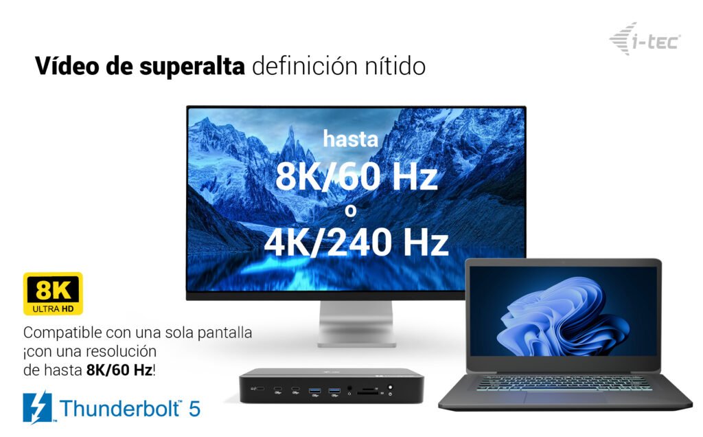 D I-Tec Tb5 Triple Displayds 2xtb5 1xdp 1x2,5glan 1xm.2 Slot 1xaudio Mic 2xusb-C Gen2 2xusb-A Gen2 2xusb 2.0 Sd+Tf Kartenleser Pd 140w