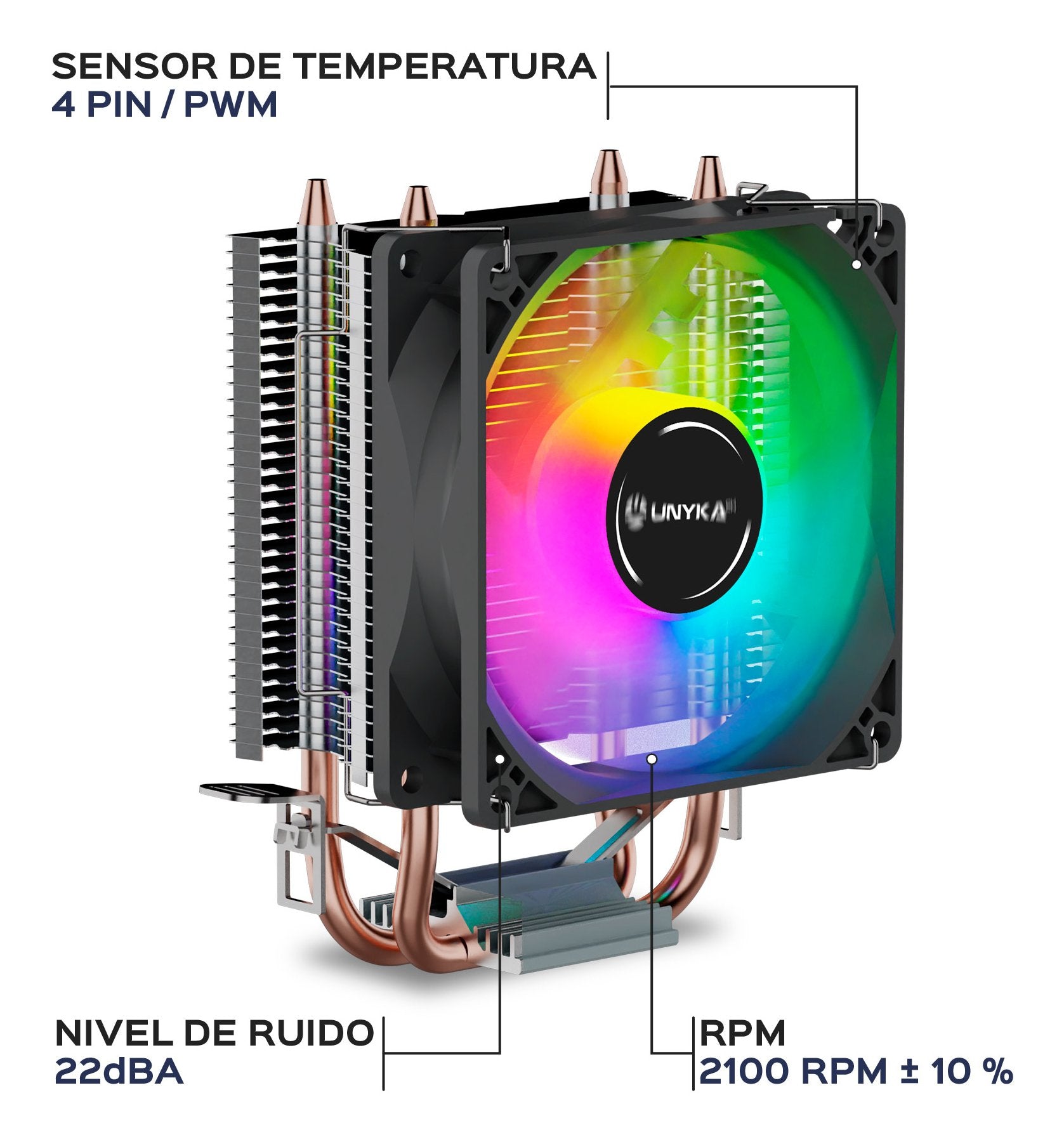 EAN 8436617921186 - UNYKAch UNYCOOL H20 ARGB Procesador Refrigerador de aire 9 cm Gris 1 pieza(s) imagen 5
