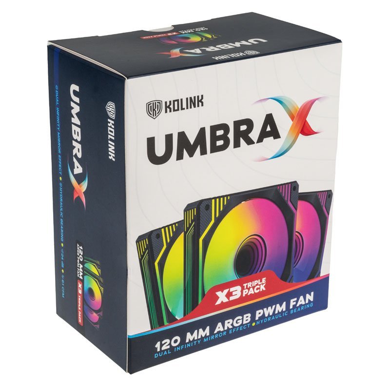 Kolink Umbra X 120mm Argb High Performance Pwm Fan Triple Pack - Negro