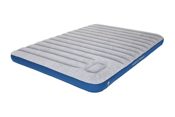 High Peak  40045 Colchón Hinchable Colchón Doble Azul, Gris Claro, Cama De Aire Gris Claro/Azul, Colchón Doble, Rectángulo, Interior Y Exterior, Bomba De Aire Incorporada