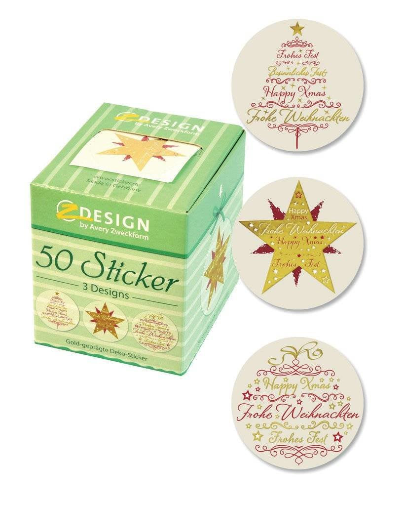Avery Zweckform Aufkleber Weihnachtsmotive, 50 Etiquetas