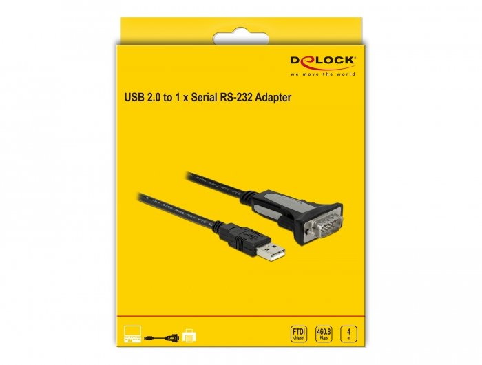 Delock Adapter Usb 2.0 Typ-A Zu 1 X Seriell Rs-232 Db9 4 M