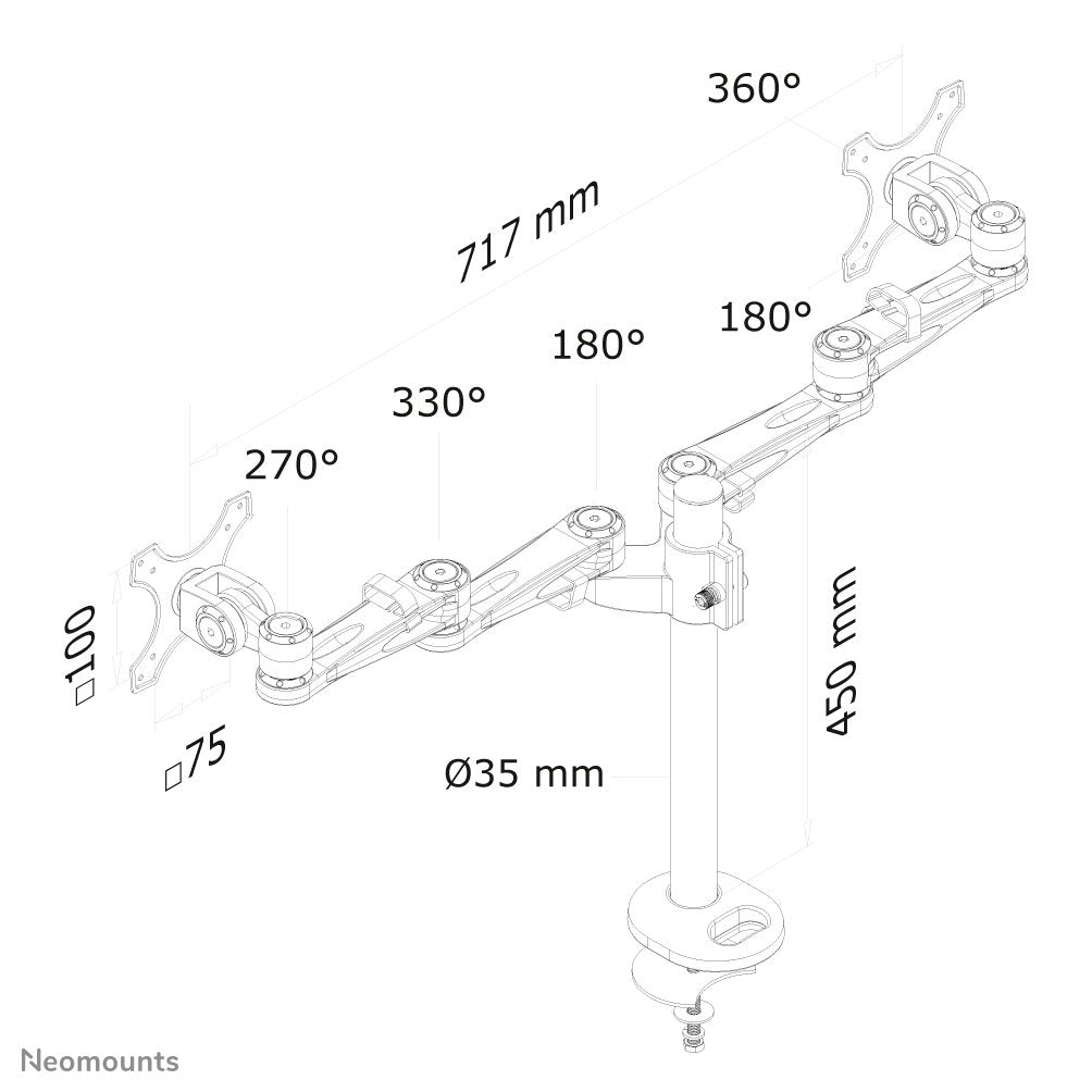 Newstar Soporte De Escritorio Para Monitor 10"-27" 2tft