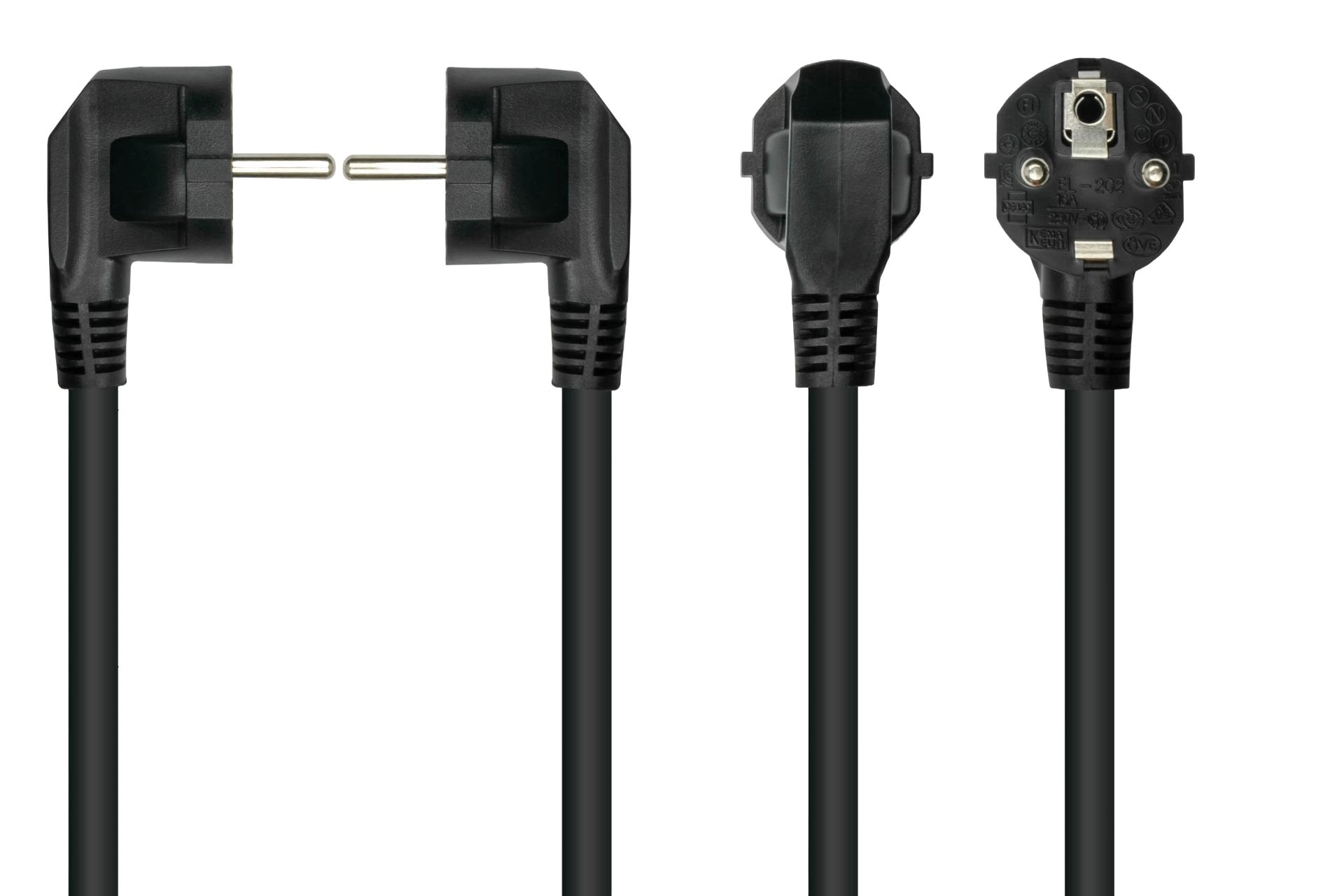 Cablemeimer Schutzkontakt-M. 90° Gew. C15 Gew. Negro 5m