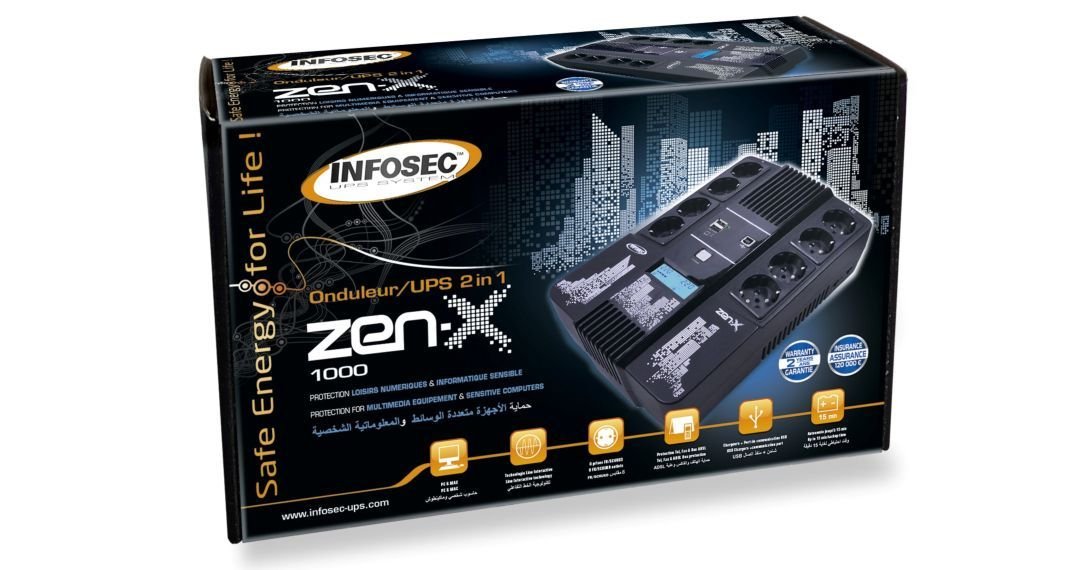 EAN 3700085619995 - Infosec Zen-X 1000 sistema de alimentación ininterrumpida (UPS) Línea interactiva 1 kVA 600 W 8 salidas A imagen 3